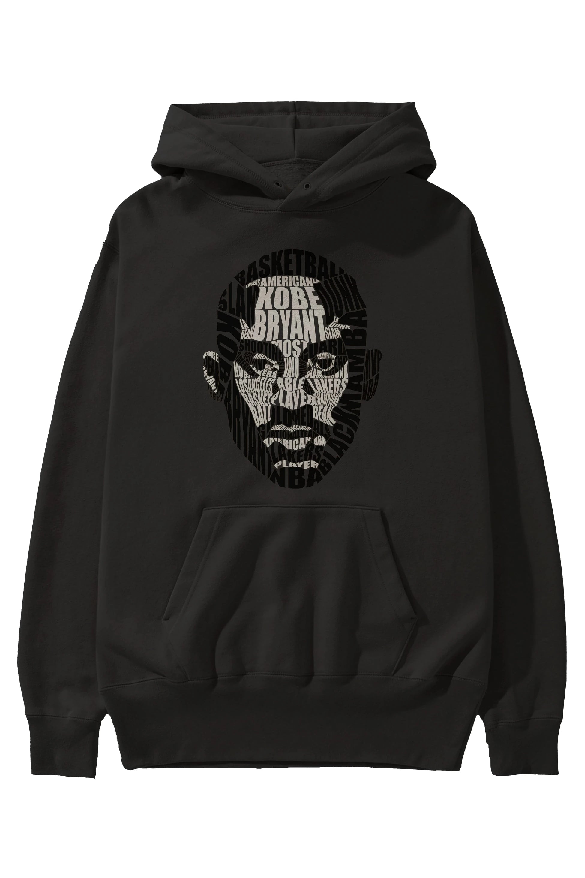 Kobe Bryan Calligram Ön Baskılı Hoodie Oversize Kapüşonlu Sweatshirt Erkek Kadın Unisex