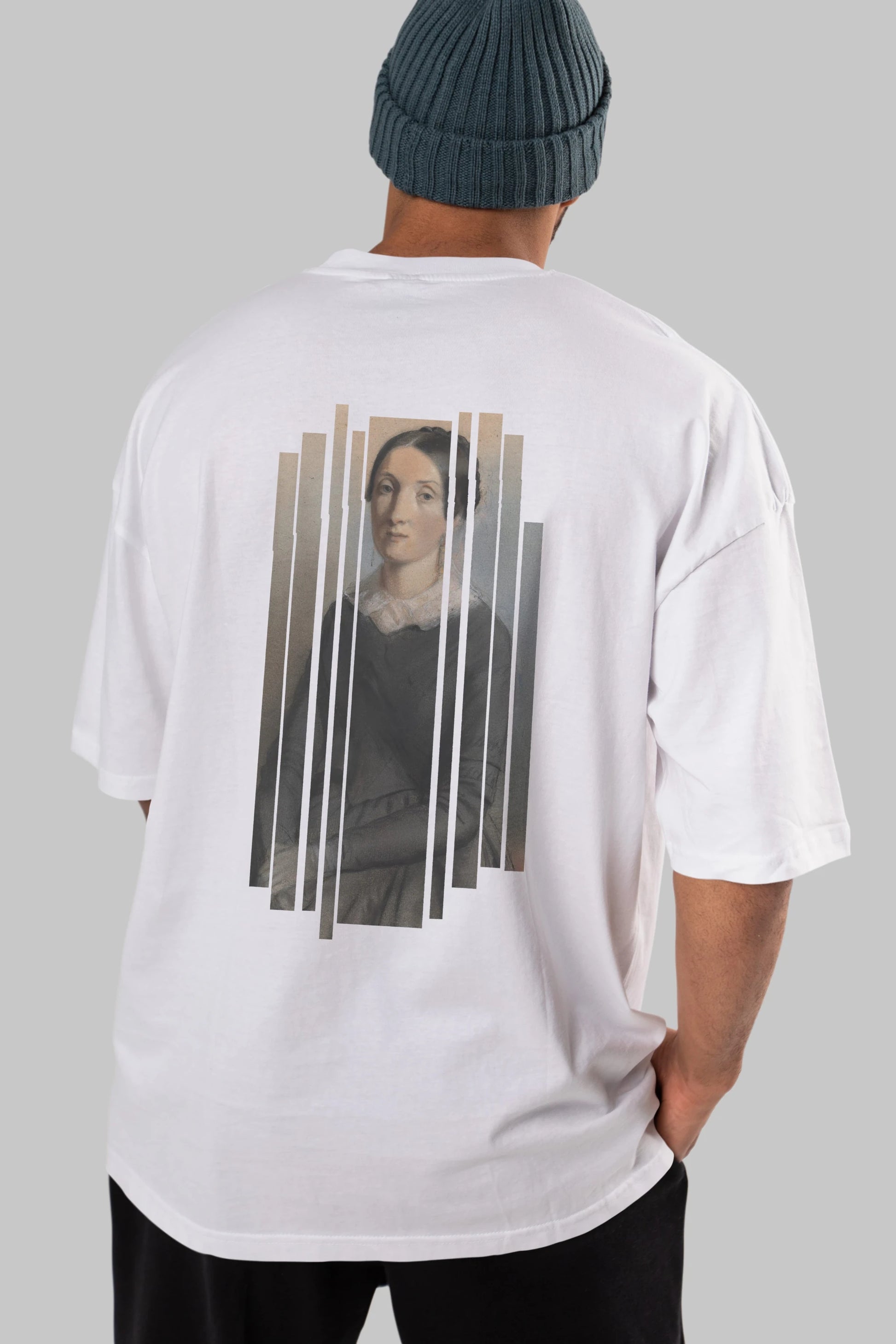 Retro Portre Arka Baskılı Oversize t-shirt Erkek Kadın Unisex
