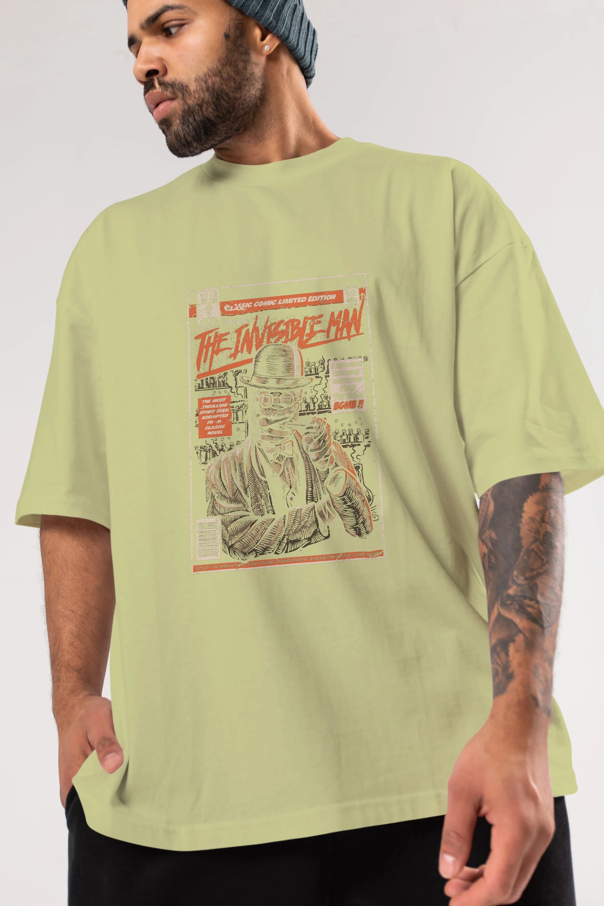 The Invisible Man Ön Baskılı Oversize t-shirt Erkek Kadın Unisex %100 Pamuk tişort