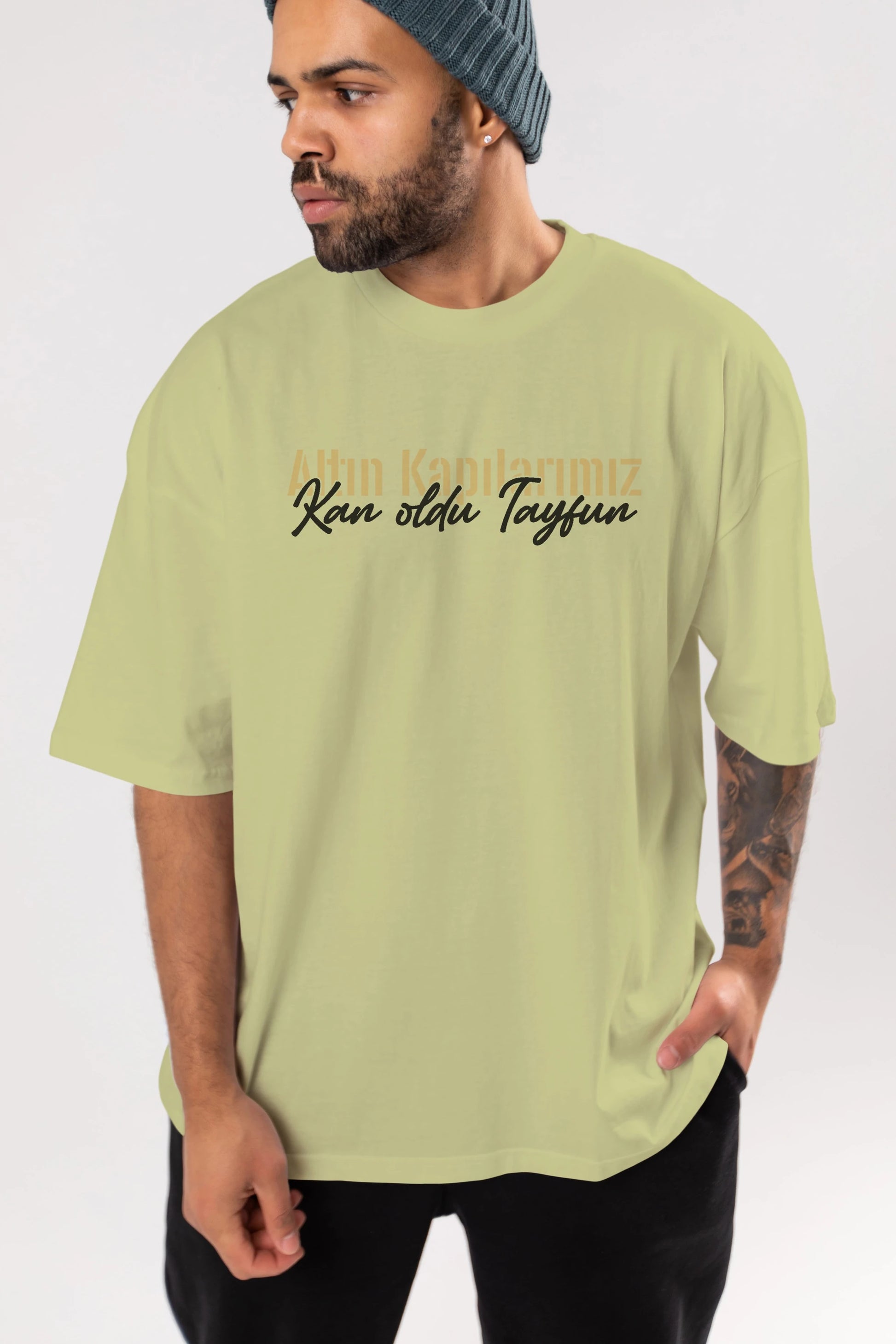 Altın Kapılarımız Kan Oldu Ön Baskılı Oversize t-shirt %100 pamuk Erkek Kadın Unisex