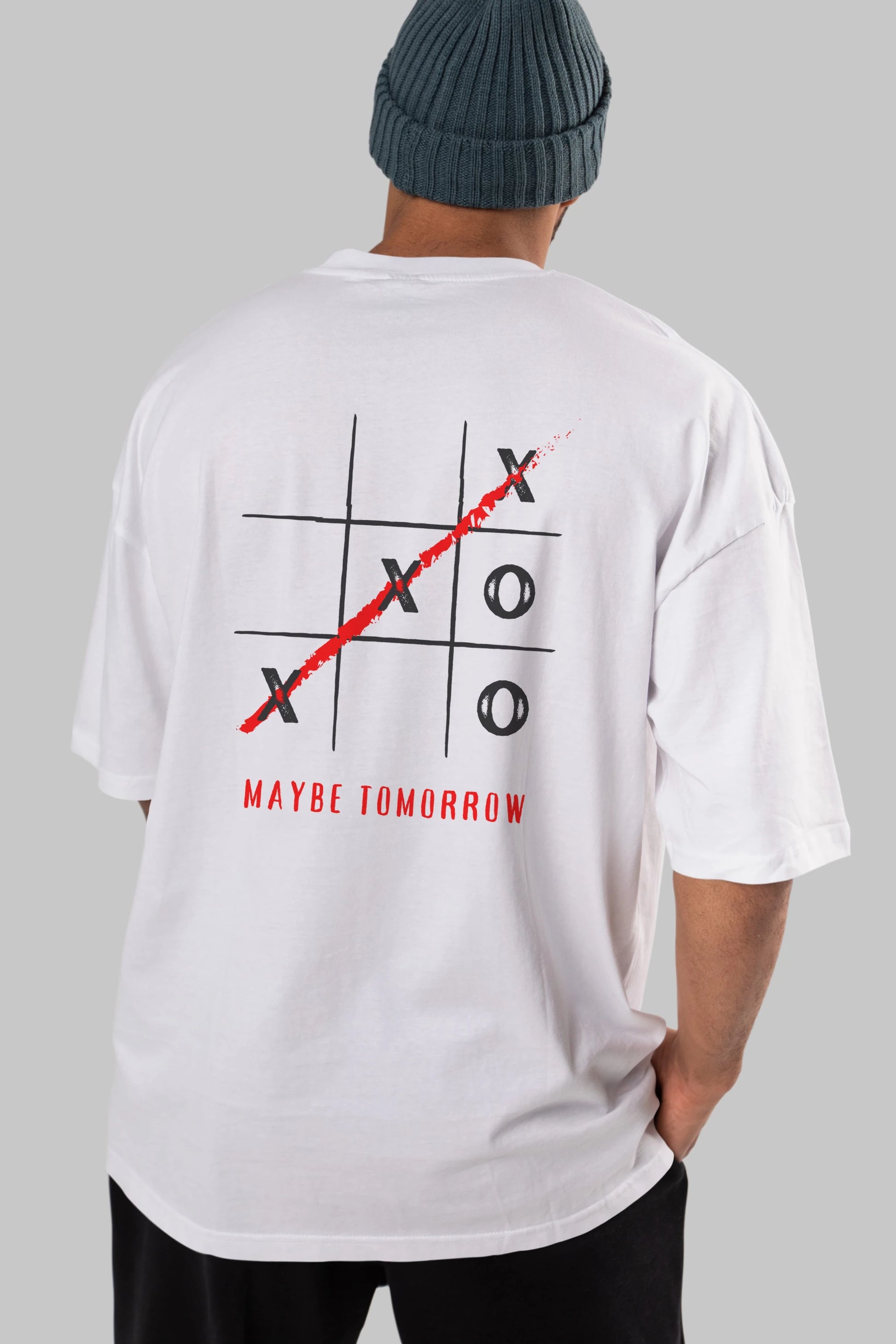 Maybe Tomorrow Yazılı Arka Baskılı Oversize t-shirt Erkek Kadın Unisex
