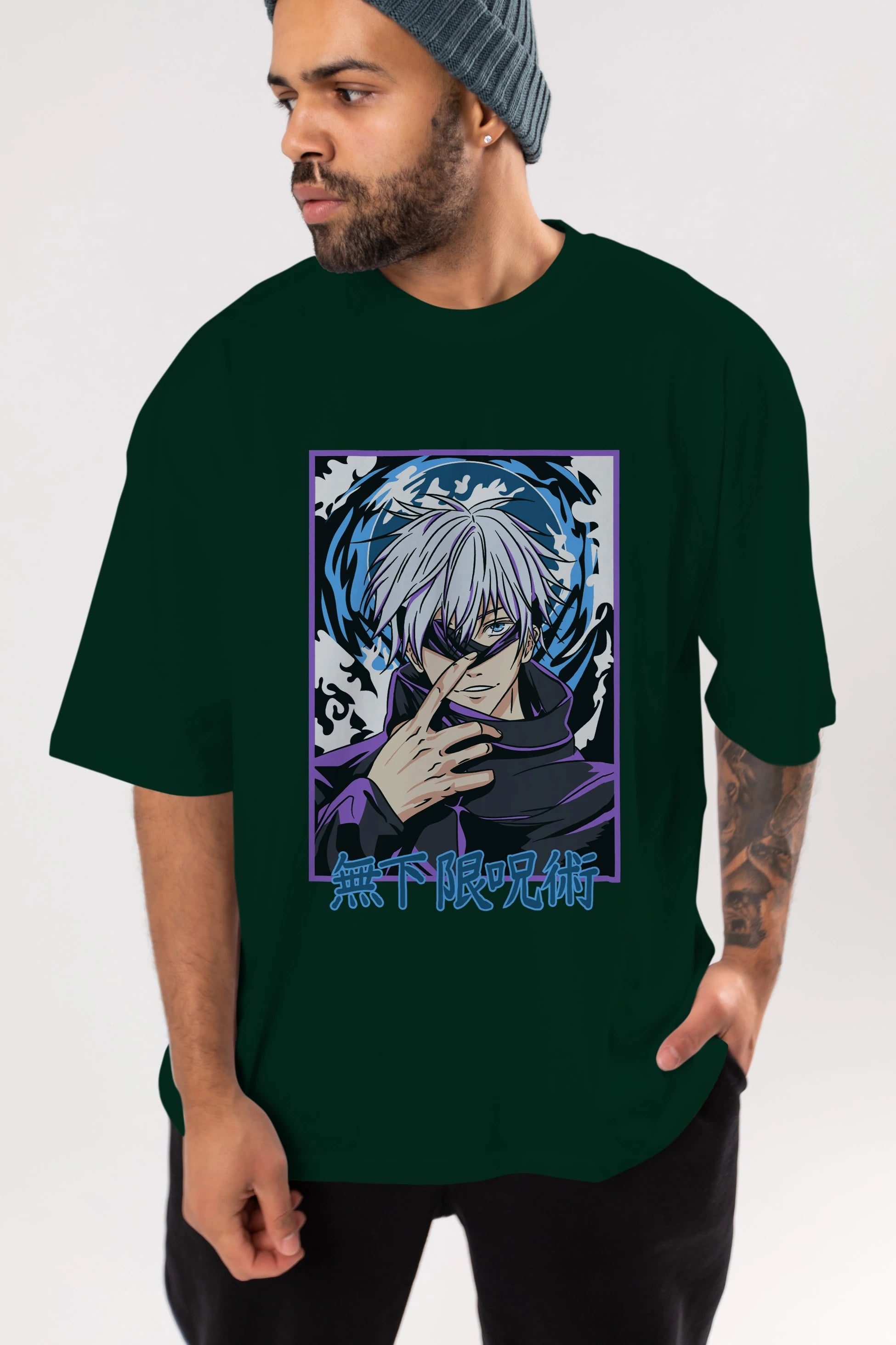 SATORU GOJO 3 Anime Ön Baskılı Oversize t-shirt %100 pamuk Erkek Kadın Unisex