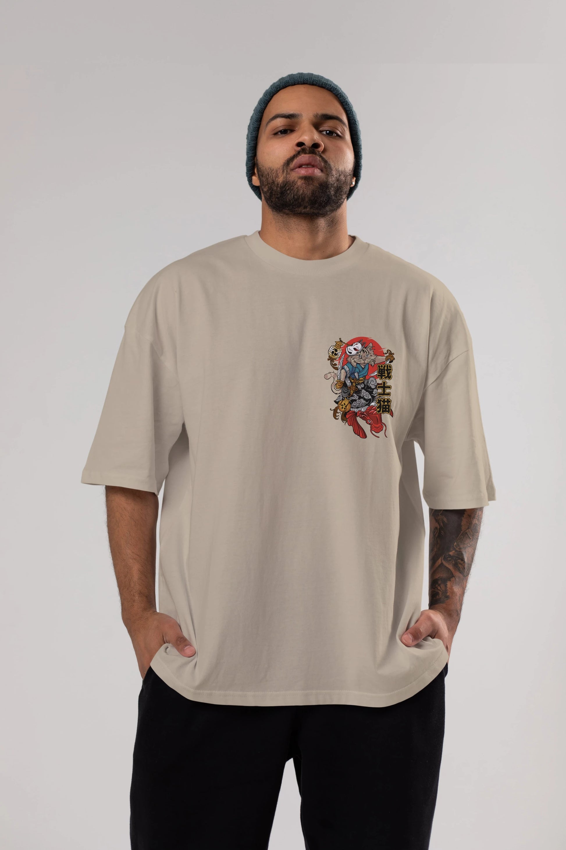 TRIBAL (2) Ön Sol Baskılı Oversize t-shirt Erkek Kadın Unisex %100 Pamuk Bisiklet Yaka tişort