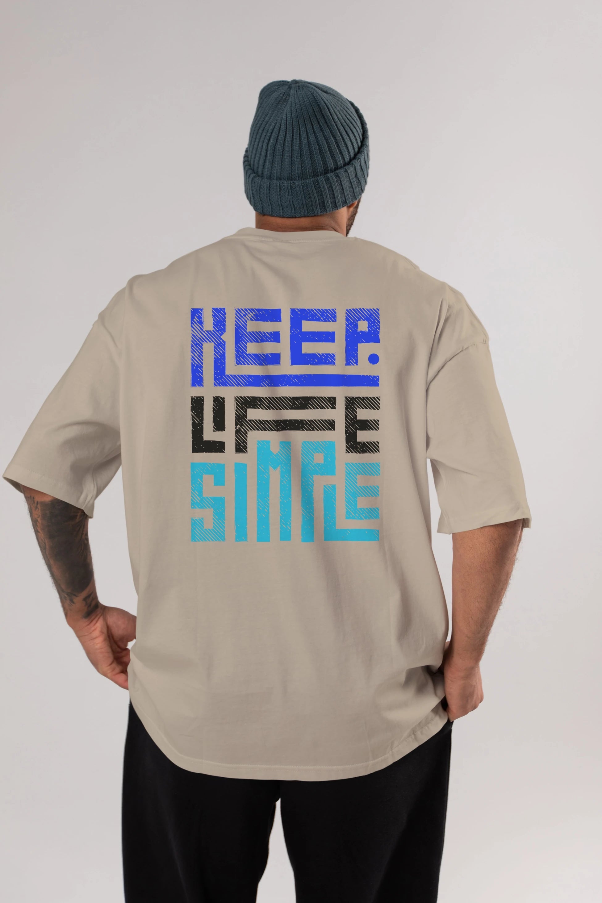 Keep Life Simple Yazılı Arka Baskılı Oversize t-shirt Erkek Kadın Unisex