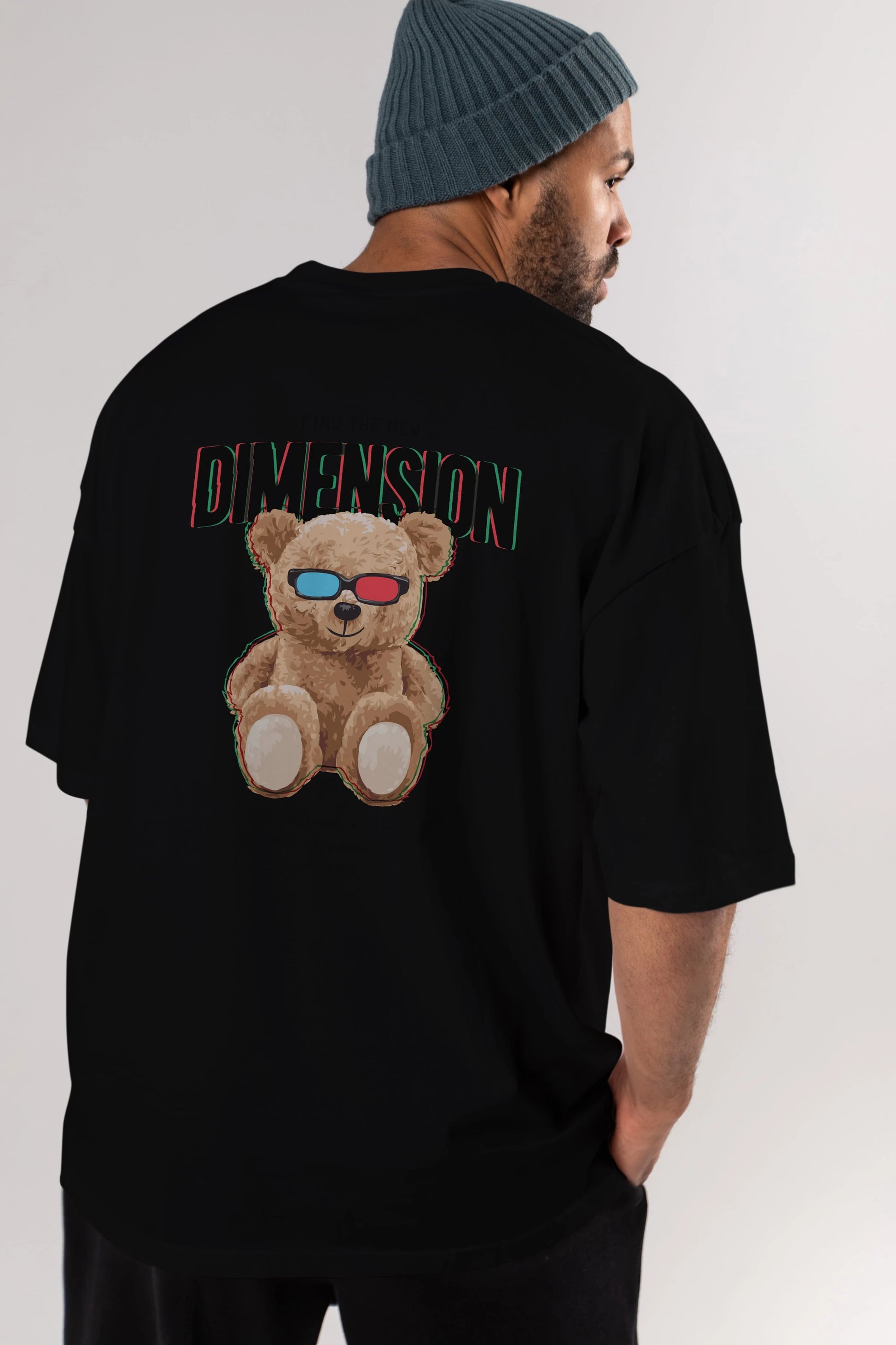 Teddy Bear Dimension Arka Baskılı Oversize t-shirt Erkek Kadın Unisex %100 Pamuk