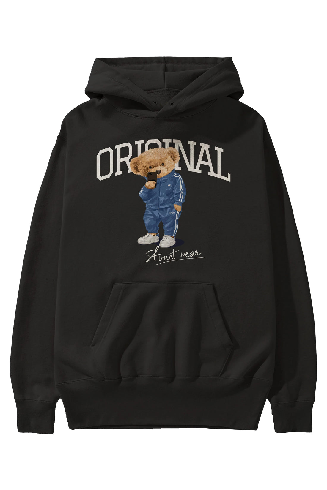 Teddy Bear Original Ön Baskılı Hoodie Oversize Kapüşonlu Sweatshirt Erkek Kadın Unisex