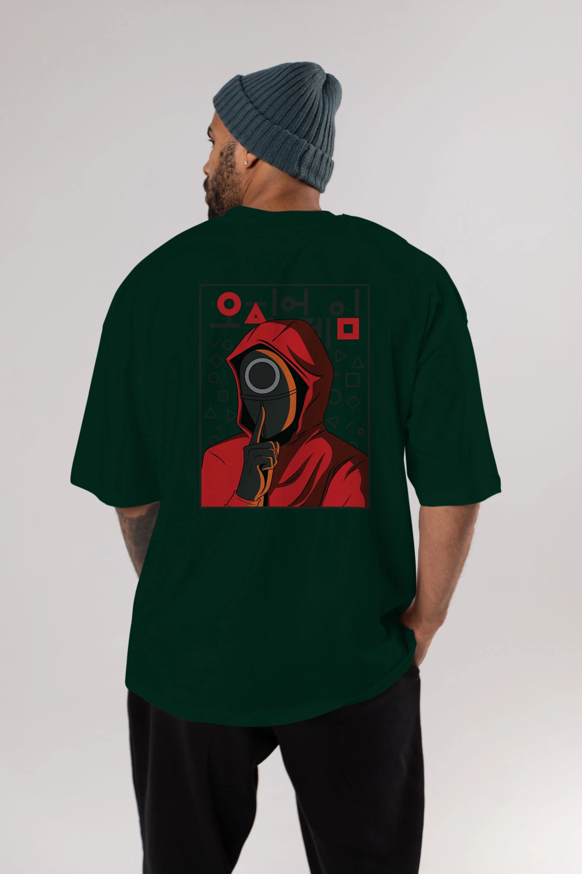 Squid Game (5) Arka Baskılı Oversize t-shirt Erkek Kadın Unisex %100 Pamuk Bisiklet Yaka tişort