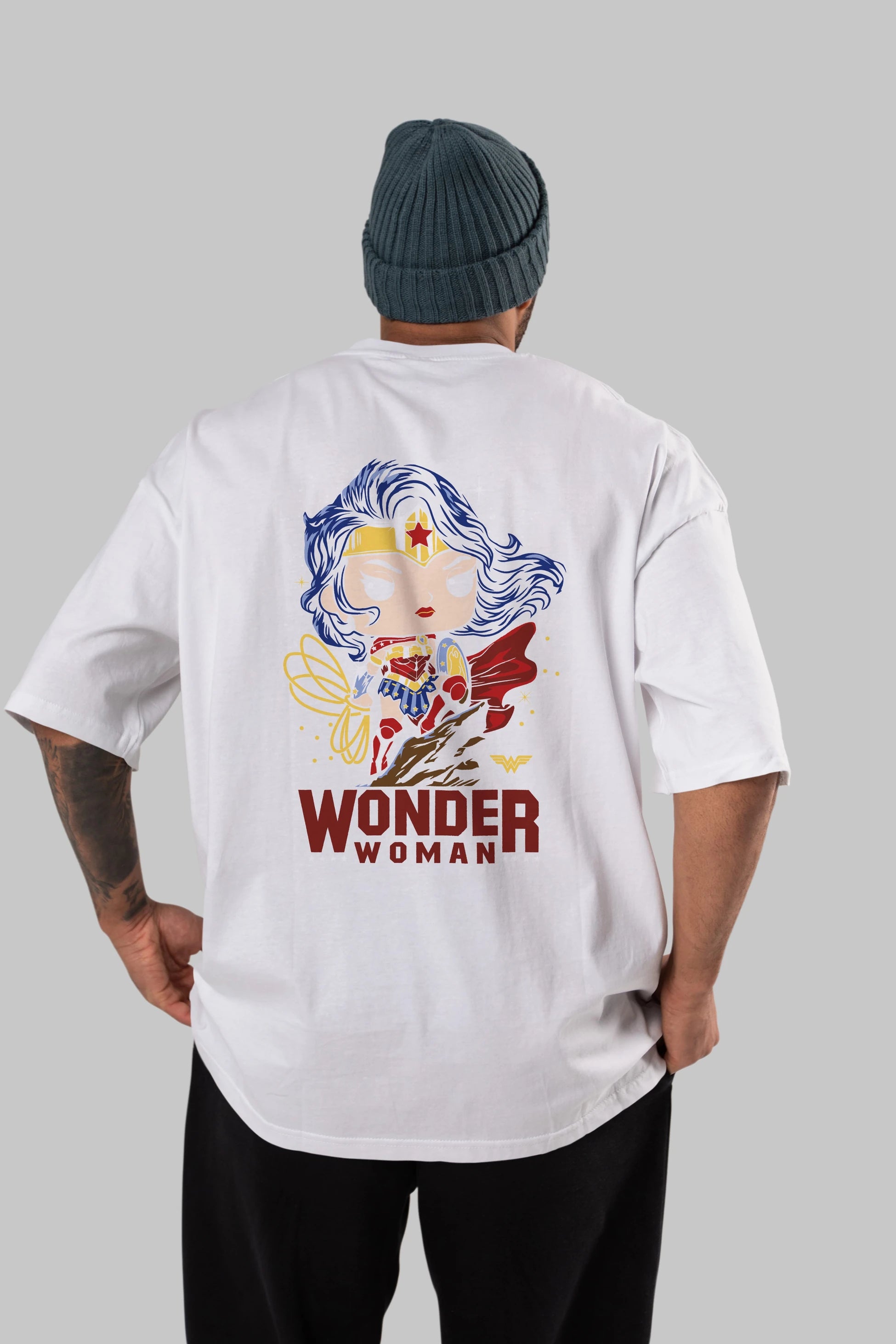Wonder Woman (2) Arka Baskılı Oversize t-shirt Erkek Kadın Unisex %100 Pamuk Bisiklet Yaka tişort