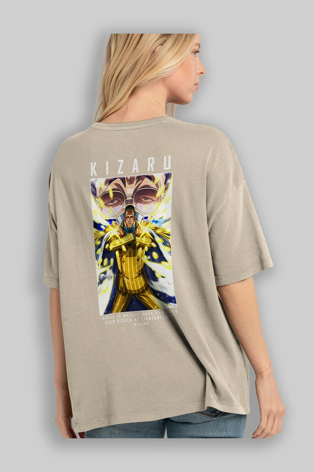 Kizaru Anime Arka Baskılı Oversize t-shirt Erkek Kadın Unisex %100 pamuk tişort