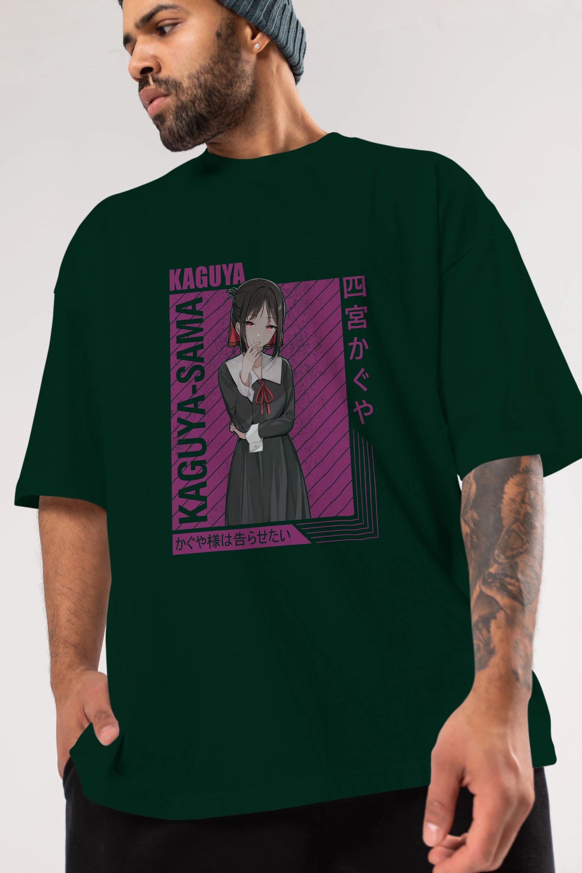 Kaguya Shinomiya 4 1 Anime Ön Baskılı Oversize t-shirt %100 pamuk Erkek Kadın Unisex