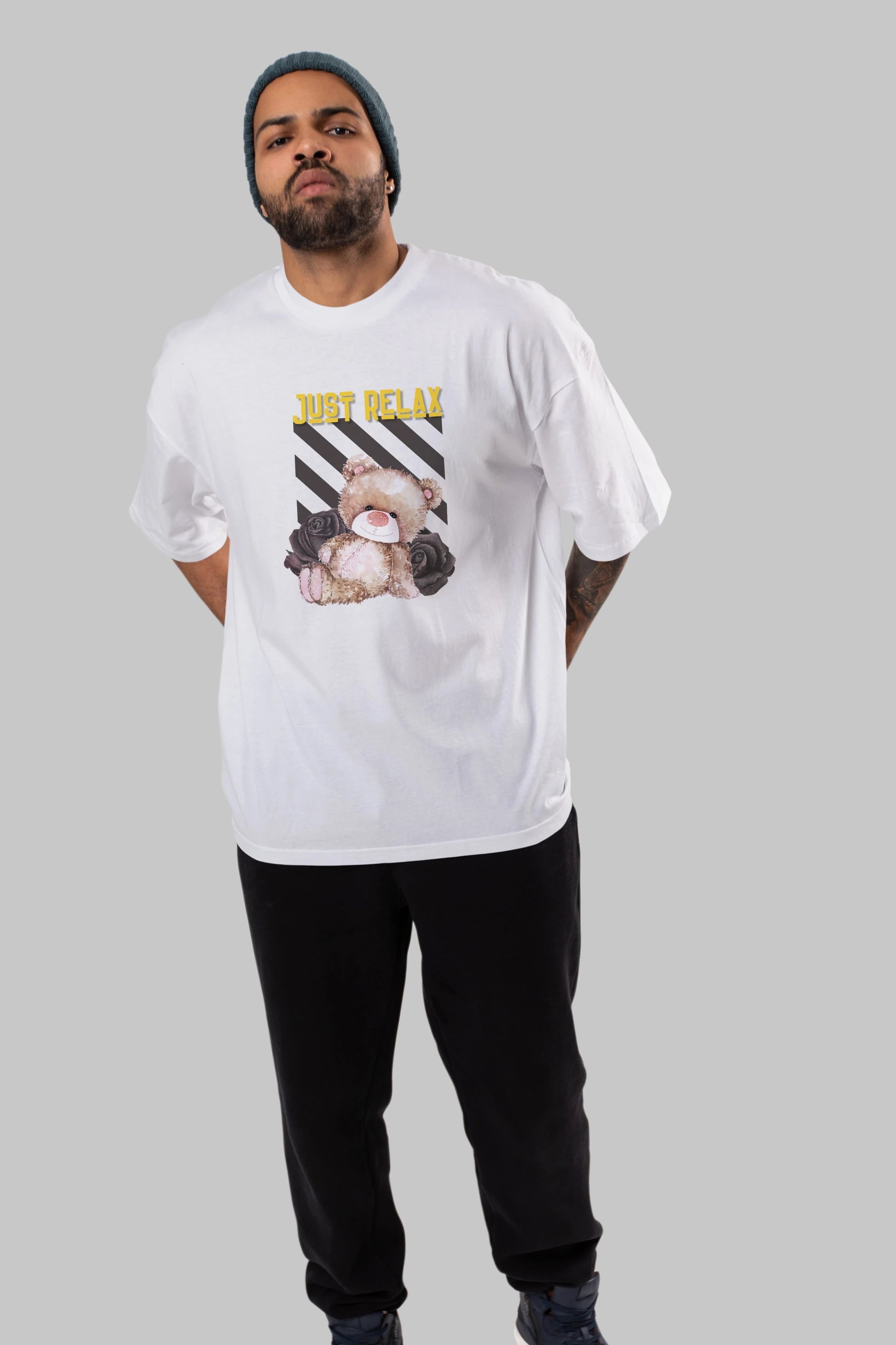 Just Relax Teddy Bear Ön Baskılı Oversize t-shirt Erkek Kadın Unisex