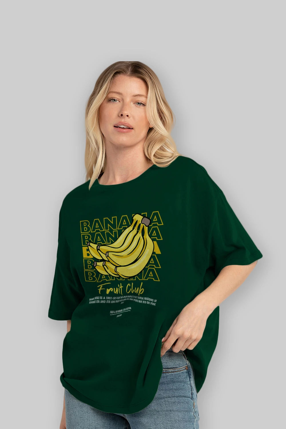 Banana Ön Baskılı Oversize t-shirt Erkek Kadın Pamuk Bisiklet Yaka tişort