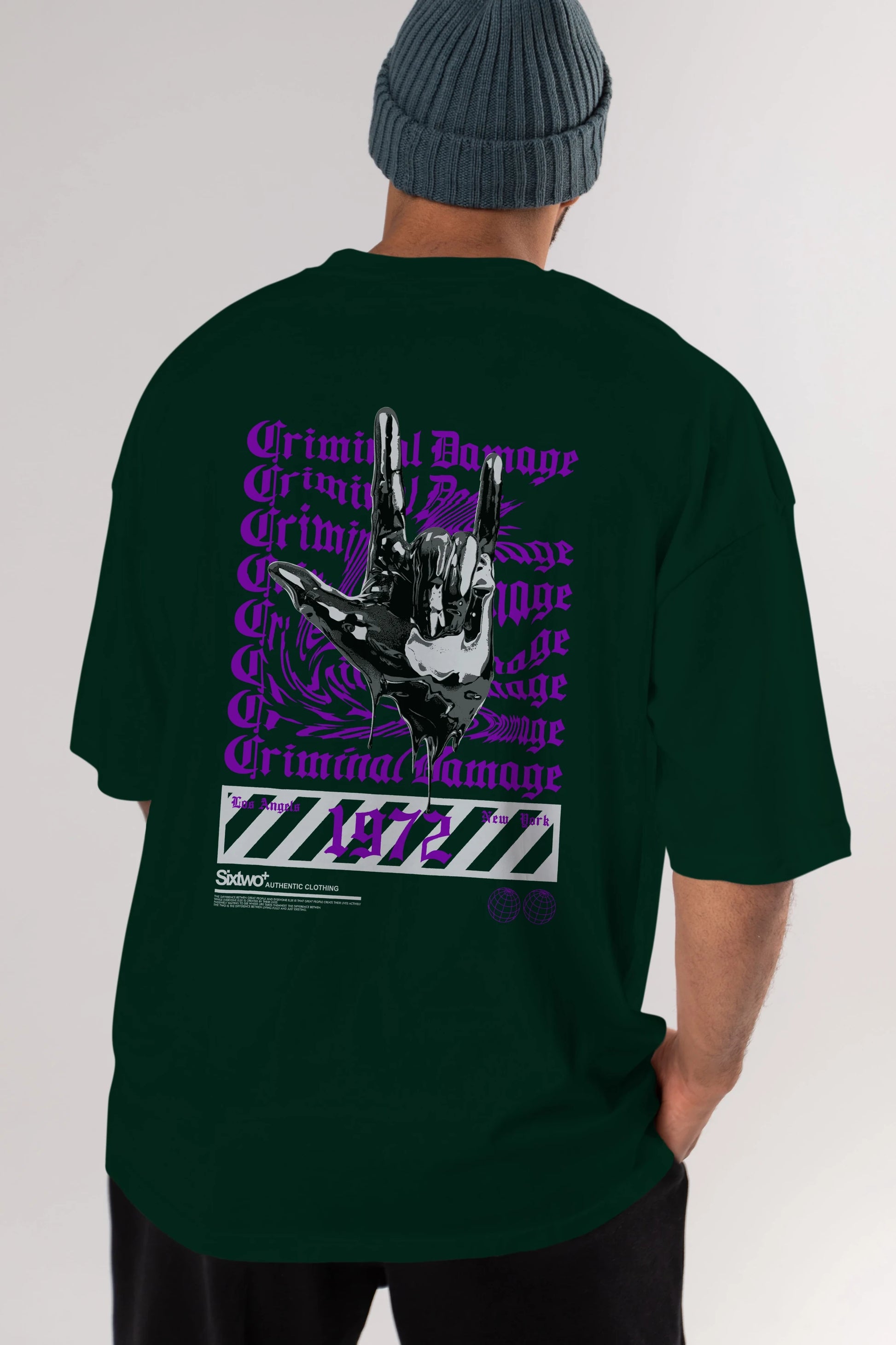 Criminal Damage 2 Arka Baskılı Oversize t-shirt Erkek Kadın Unisex