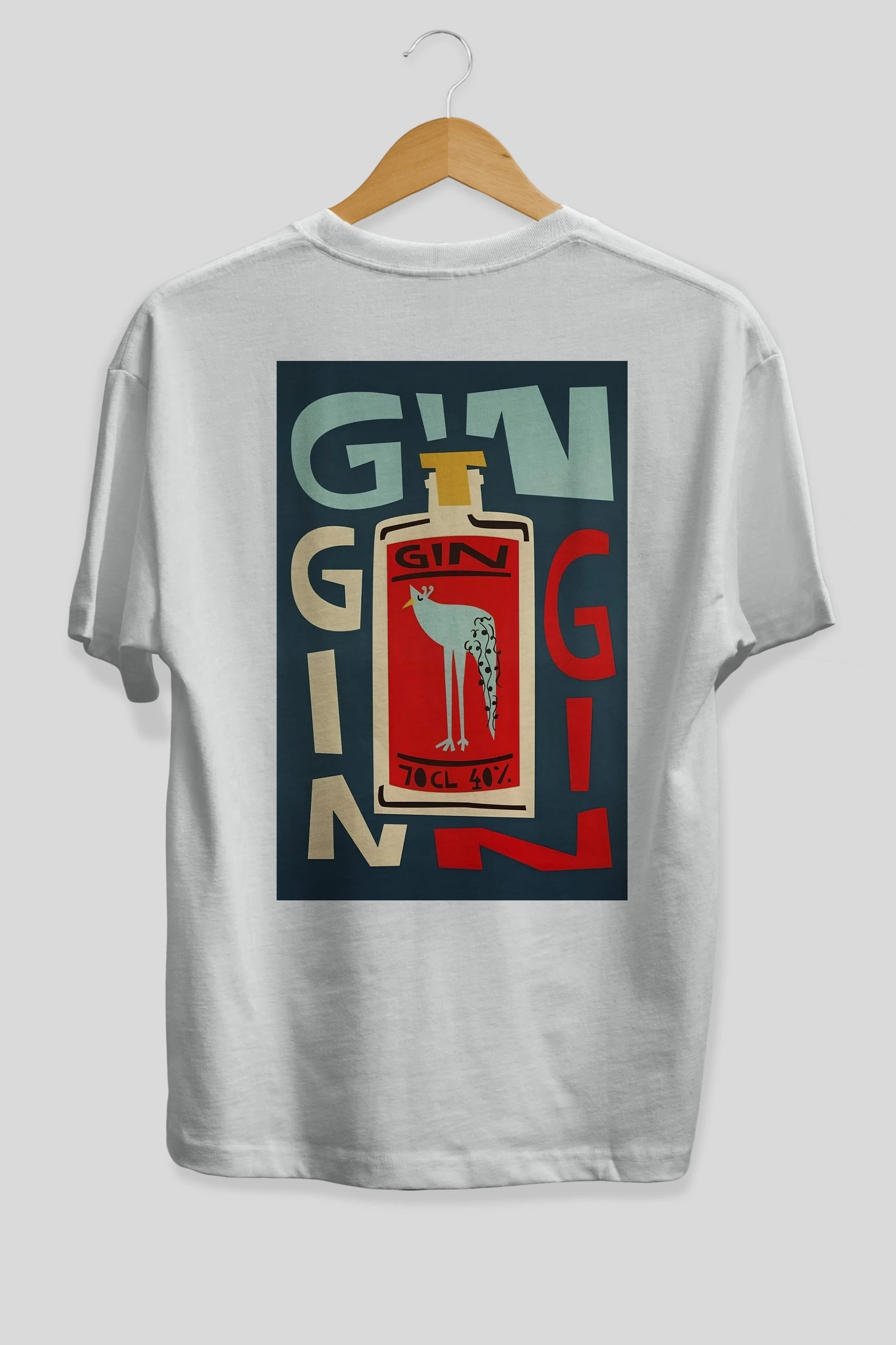 Gin 2 Arka Baskılı Oversize t-shirt Erkek Kadın Unisex %100 Pamuk Bisiklet Yaka tişort