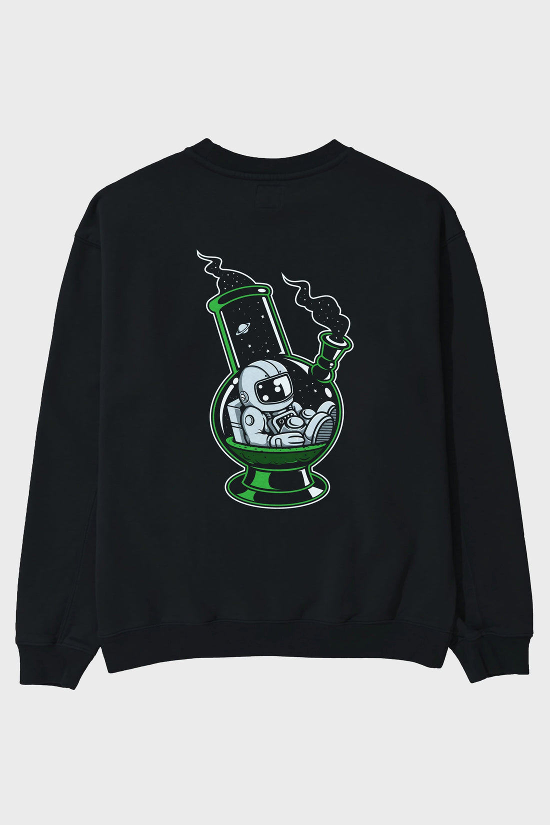Astronaut Bong Arka Baskılı Oversize Sweatshirt Erkek Kadın Unisex