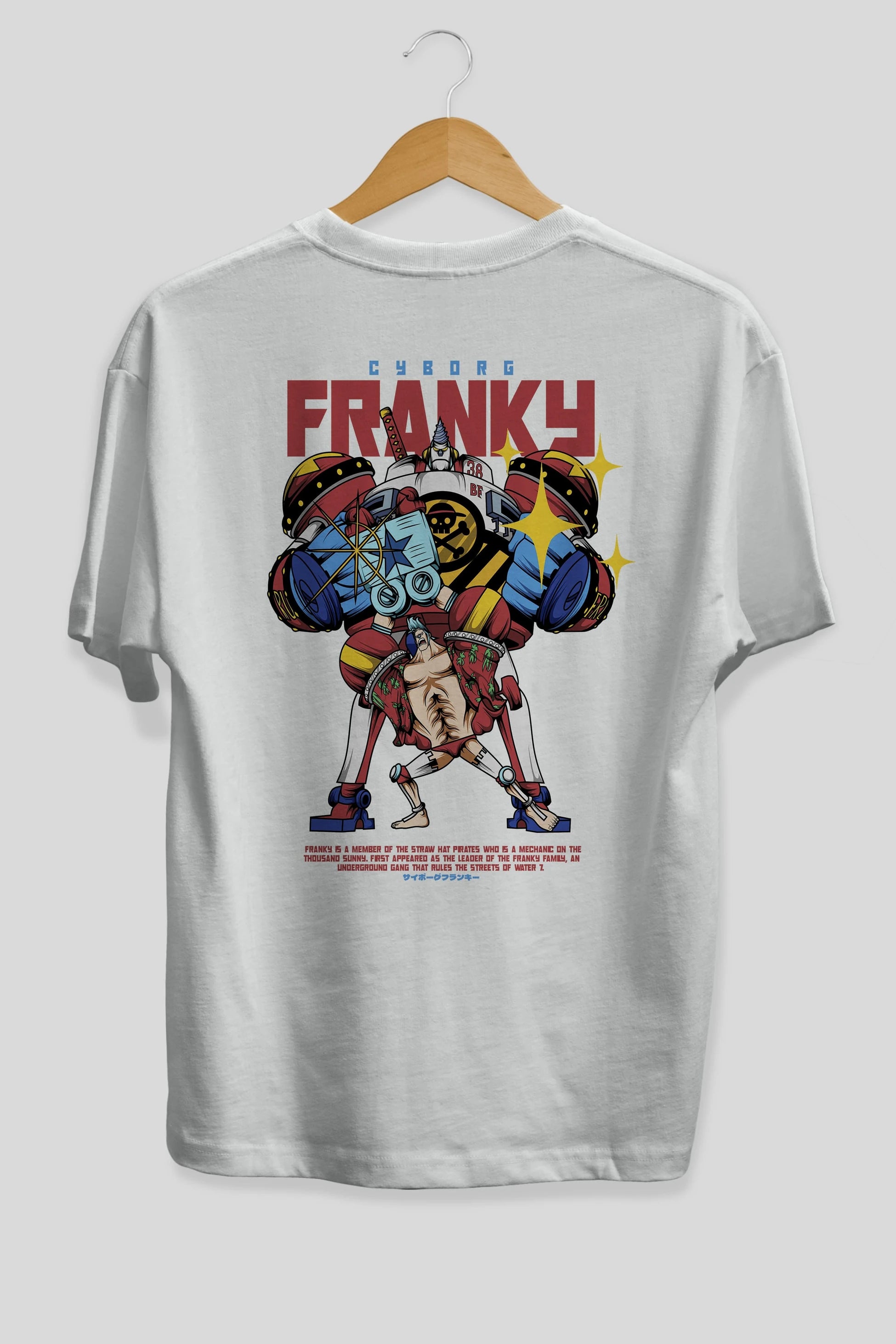 Cyborg Franky Anime Arka Baskılı Oversize t-shirt Erkek Kadın Unisex