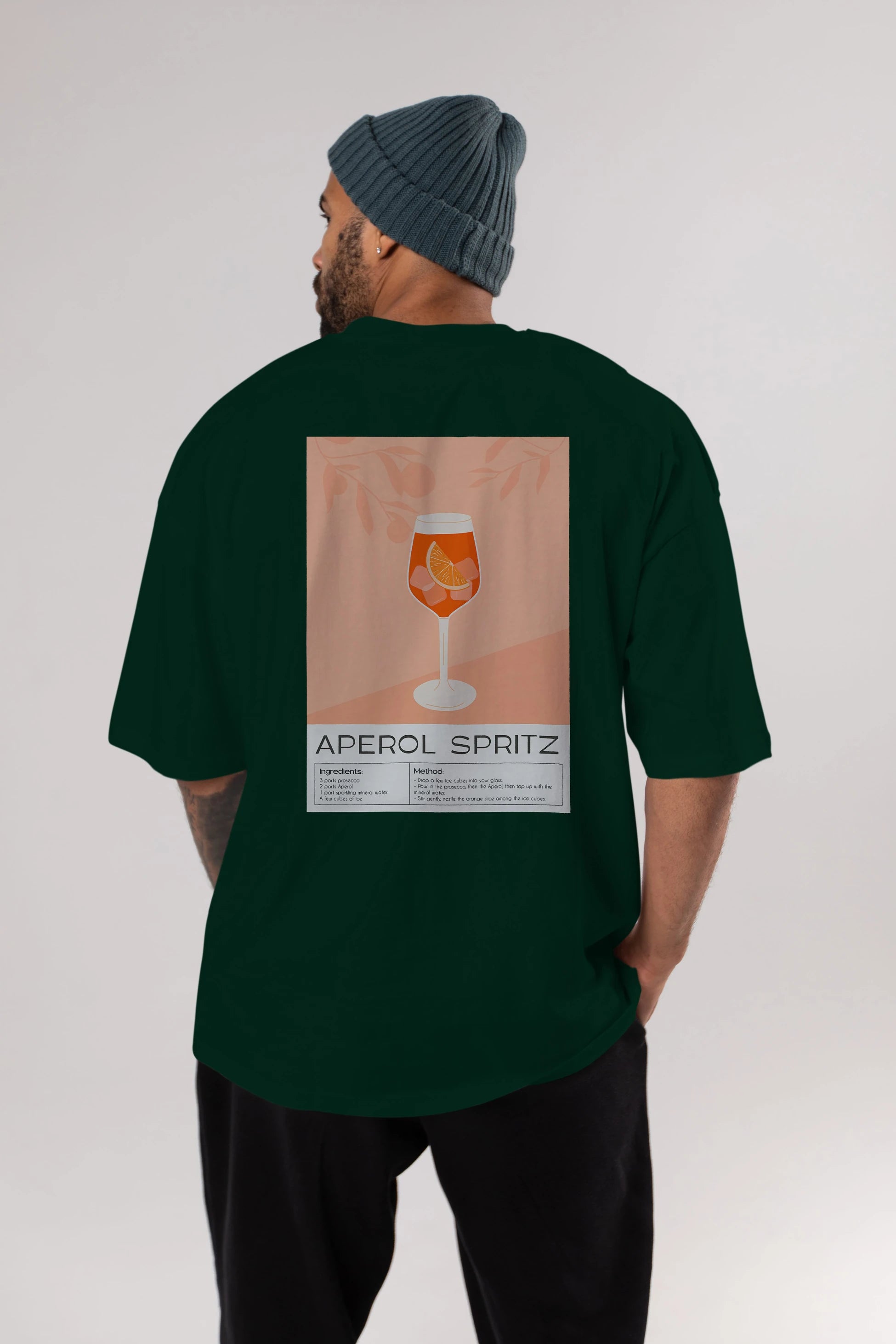 Aperol Spritz 7 Arka Baskılı Oversize t-shirt Erkek Kadın Unisex %100 Pamuk Bisiklet Yaka tişort
