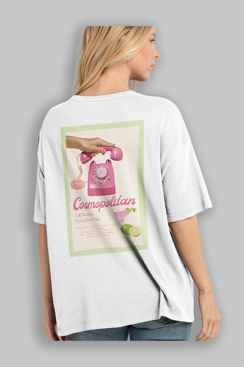 Cosmopolitan 5 Arka Baskılı Oversize t-shirt Erkek Kadın Unisex %100 Pamuk Bisiklet Yaka tişort