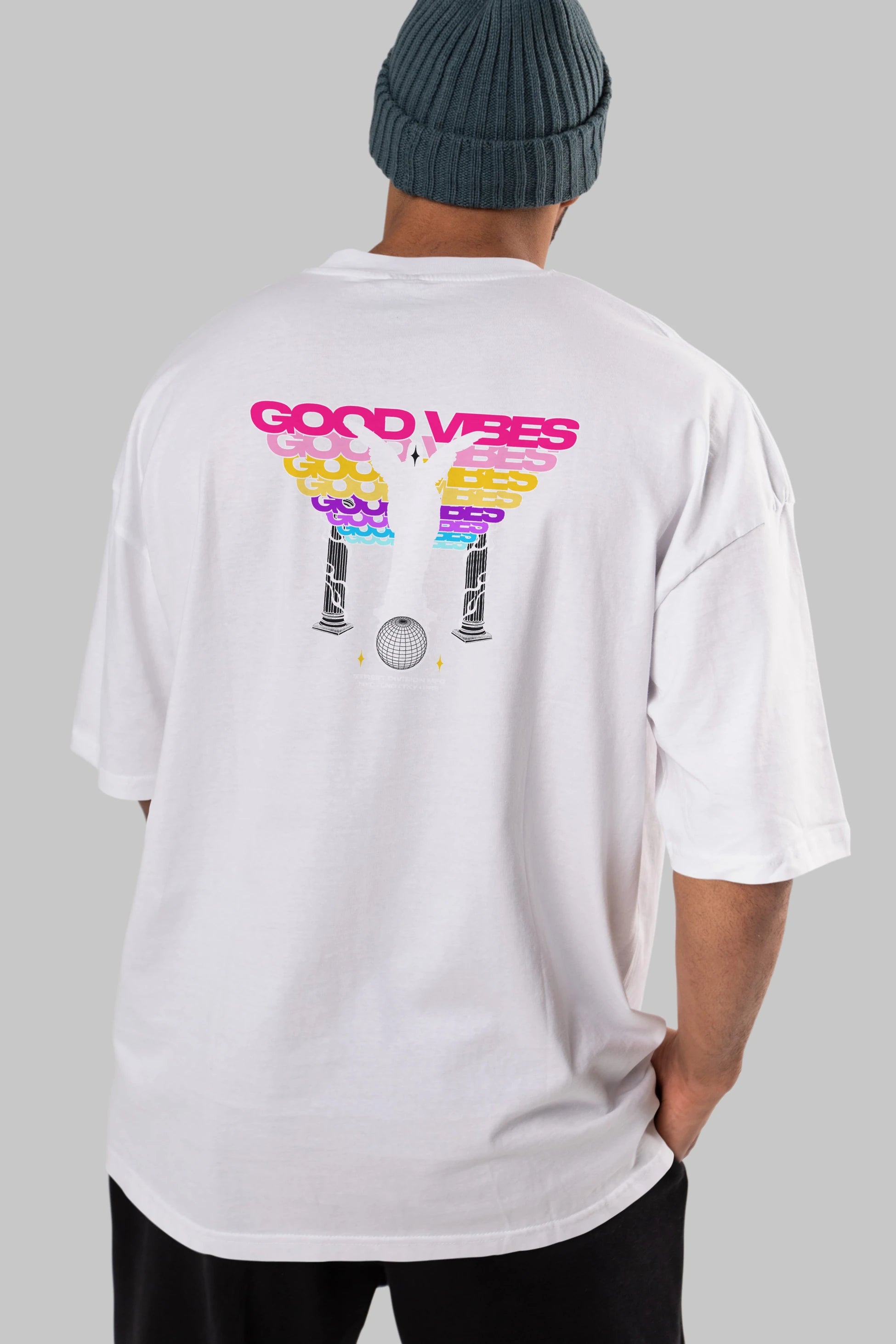 Good Vibes Arka Baskılı Oversize t-shirt Erkek Kadın Unisex