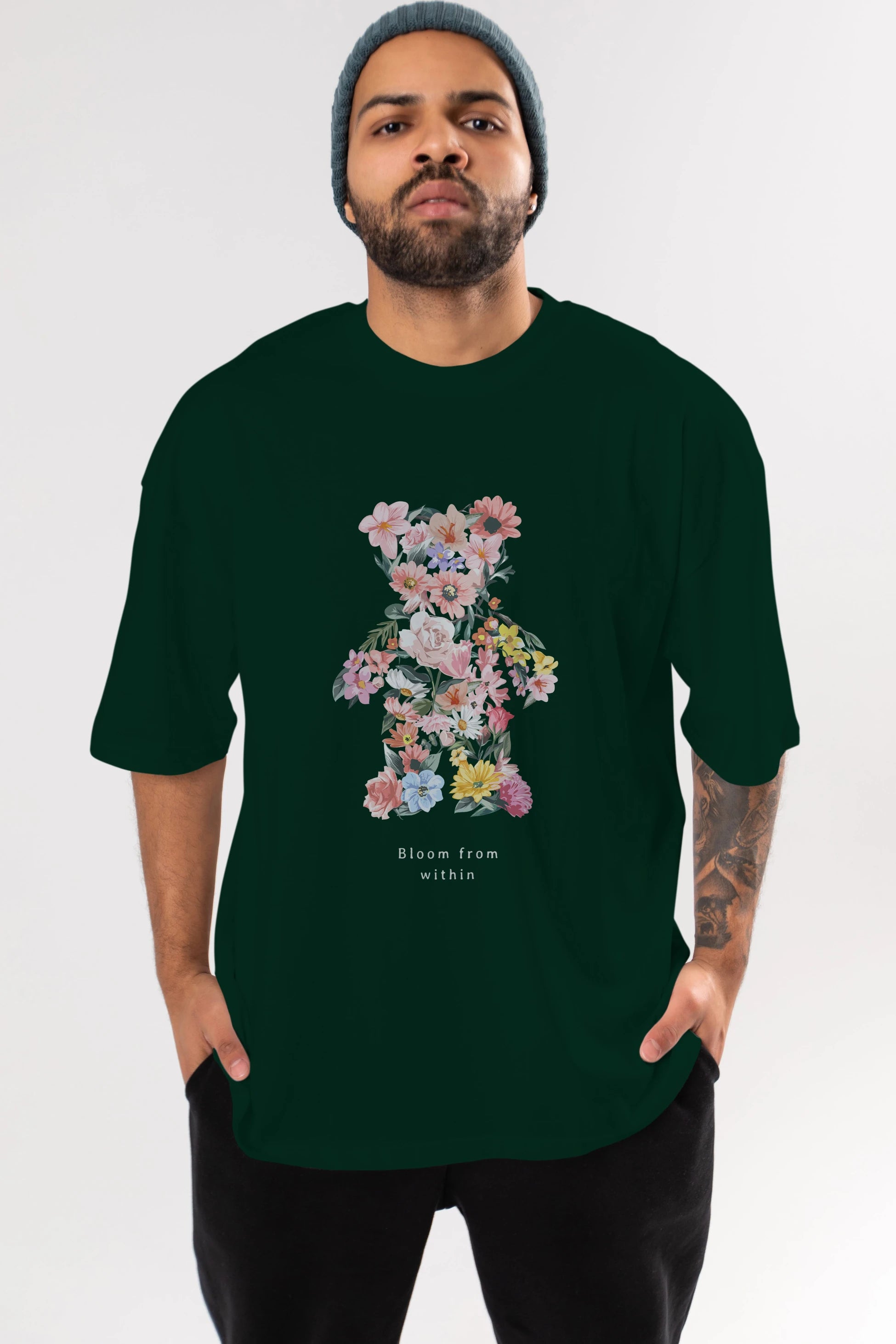 Bloom from Bear Ön Baskılı Oversize t-shirt Erkek Kadın Unisex