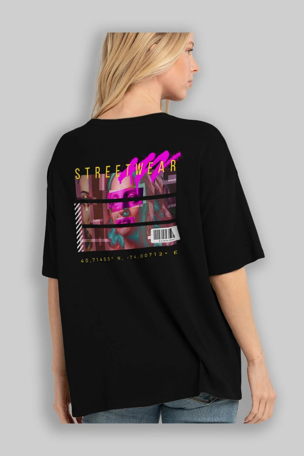 Futuristic Streetwear 2 Arka Baskılı Oversize t-shirt Erkek Kadın Unisex