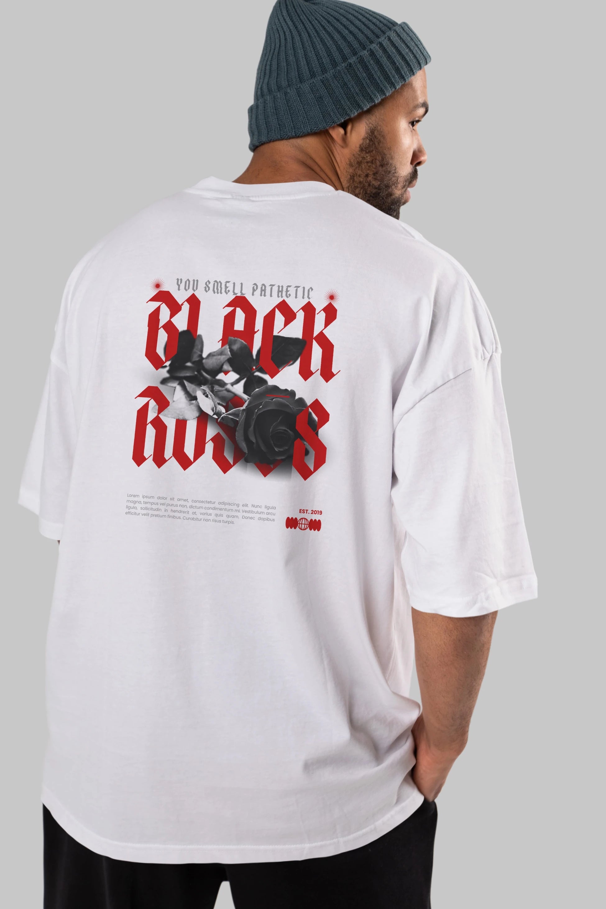 Black Roses Arka Baskılı Oversize t-shirt Erkek Kadın Unisex