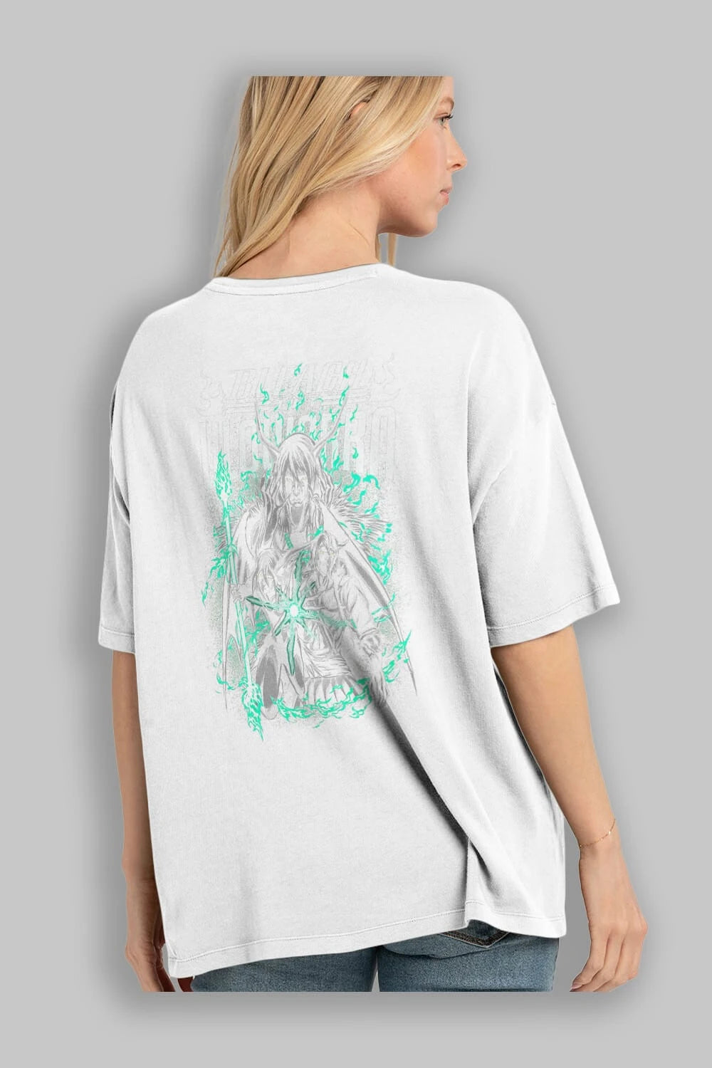 BLEACH(ULQUIARRA) Anime Arka Baskılı Oversize t-shirt Erkek Kadın Unisex