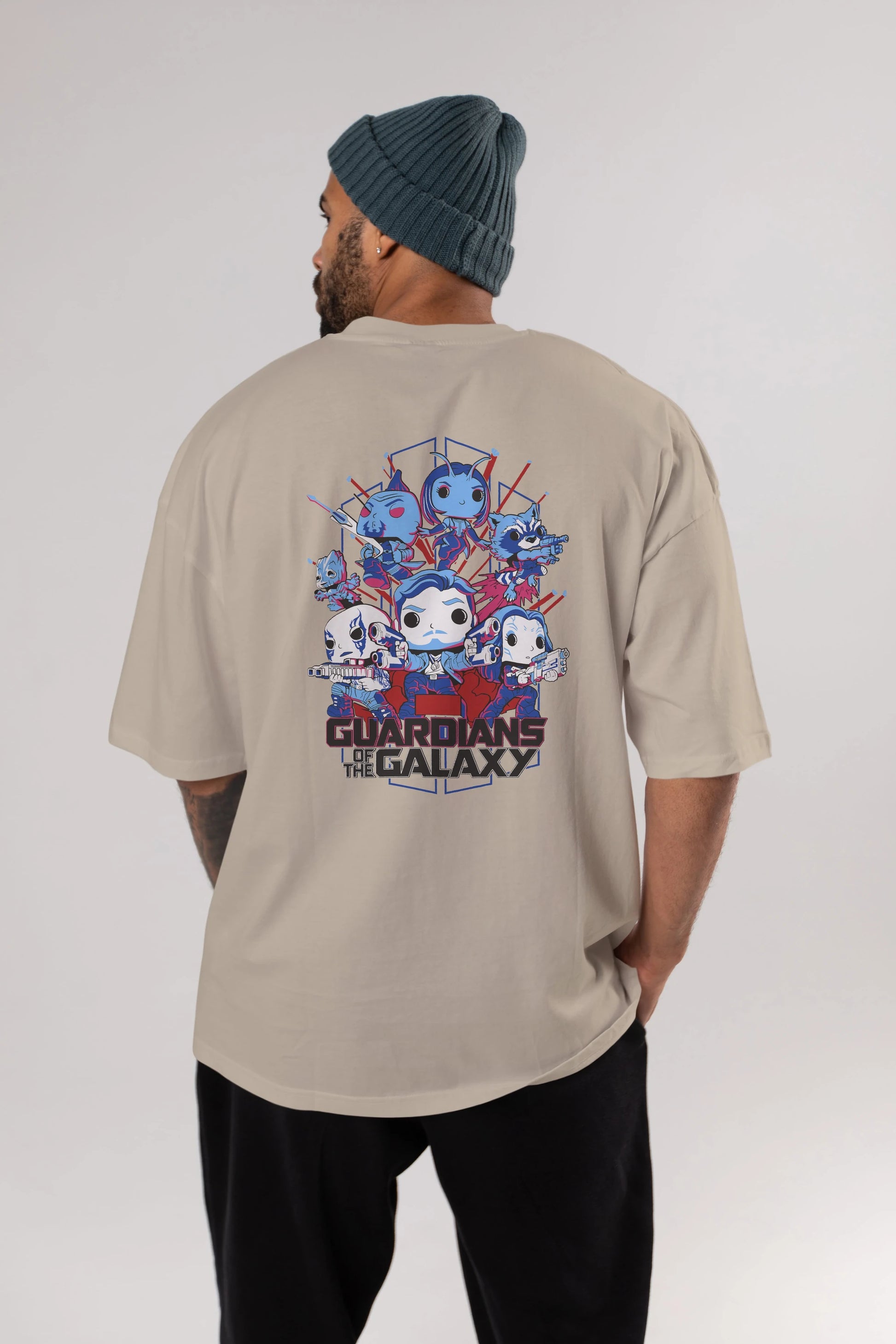 Guardians of the Galaxy Arka Baskılı Oversize t-shirt Erkek Kadın Unisex %100 Pamuk Bisiklet Yaka tişort