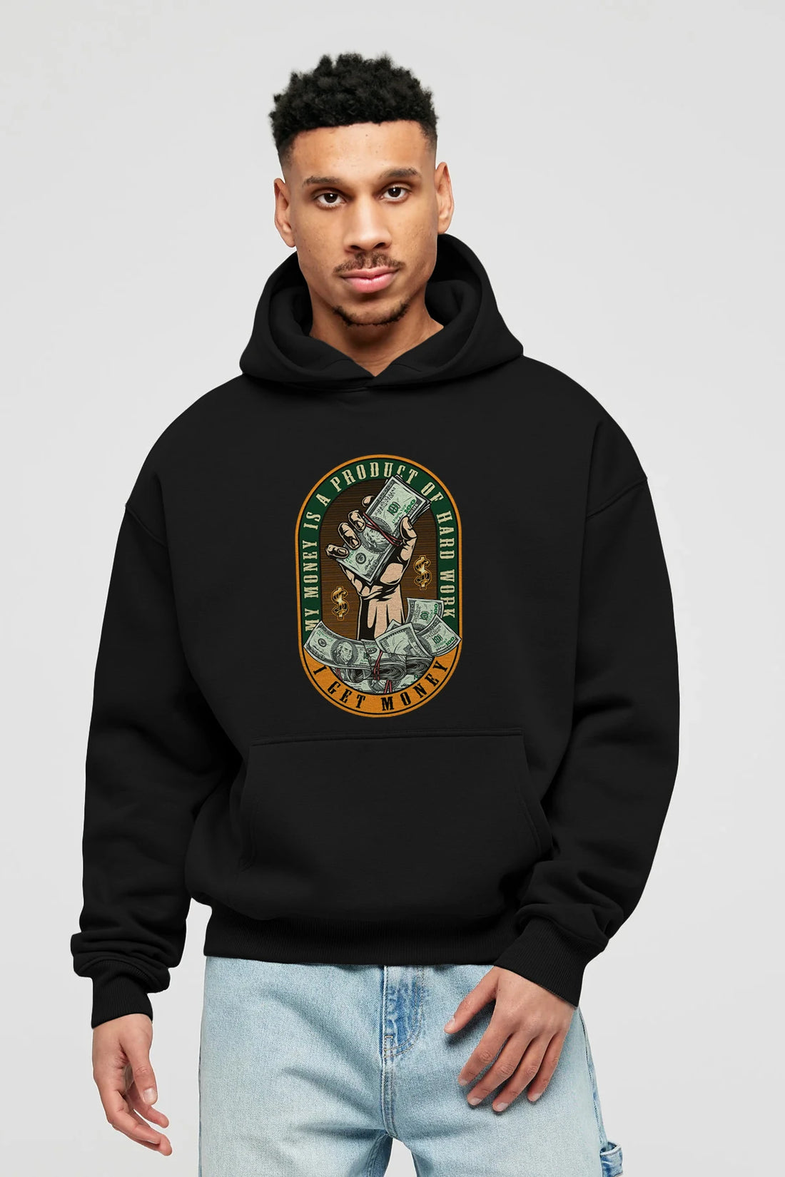 I Get Money Ön Baskılı Hoodie Oversize Kapüşonlu Sweatshirt Erkek Kadın Unisex