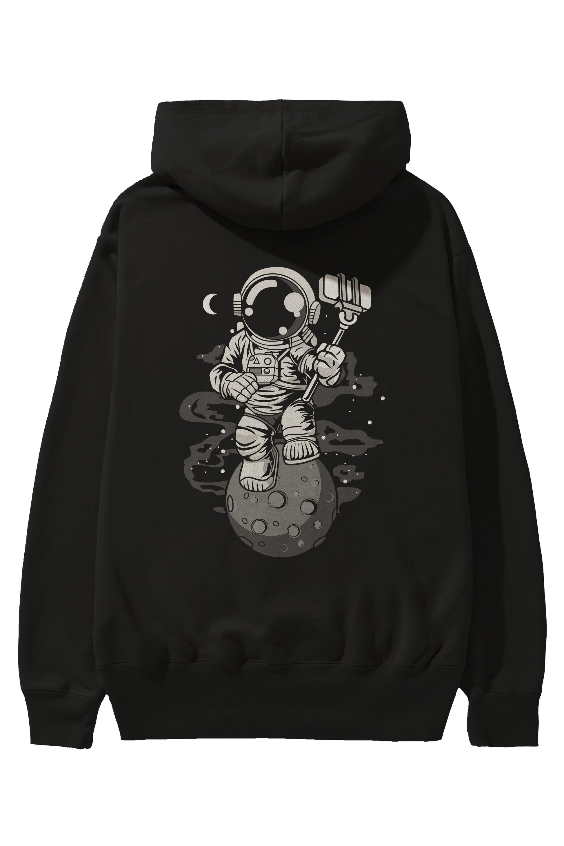 Astronaut Selfie Arka Baskılı Hoodie Oversize Kapüşonlu Sweatshirt Erkek Kadın Unisex