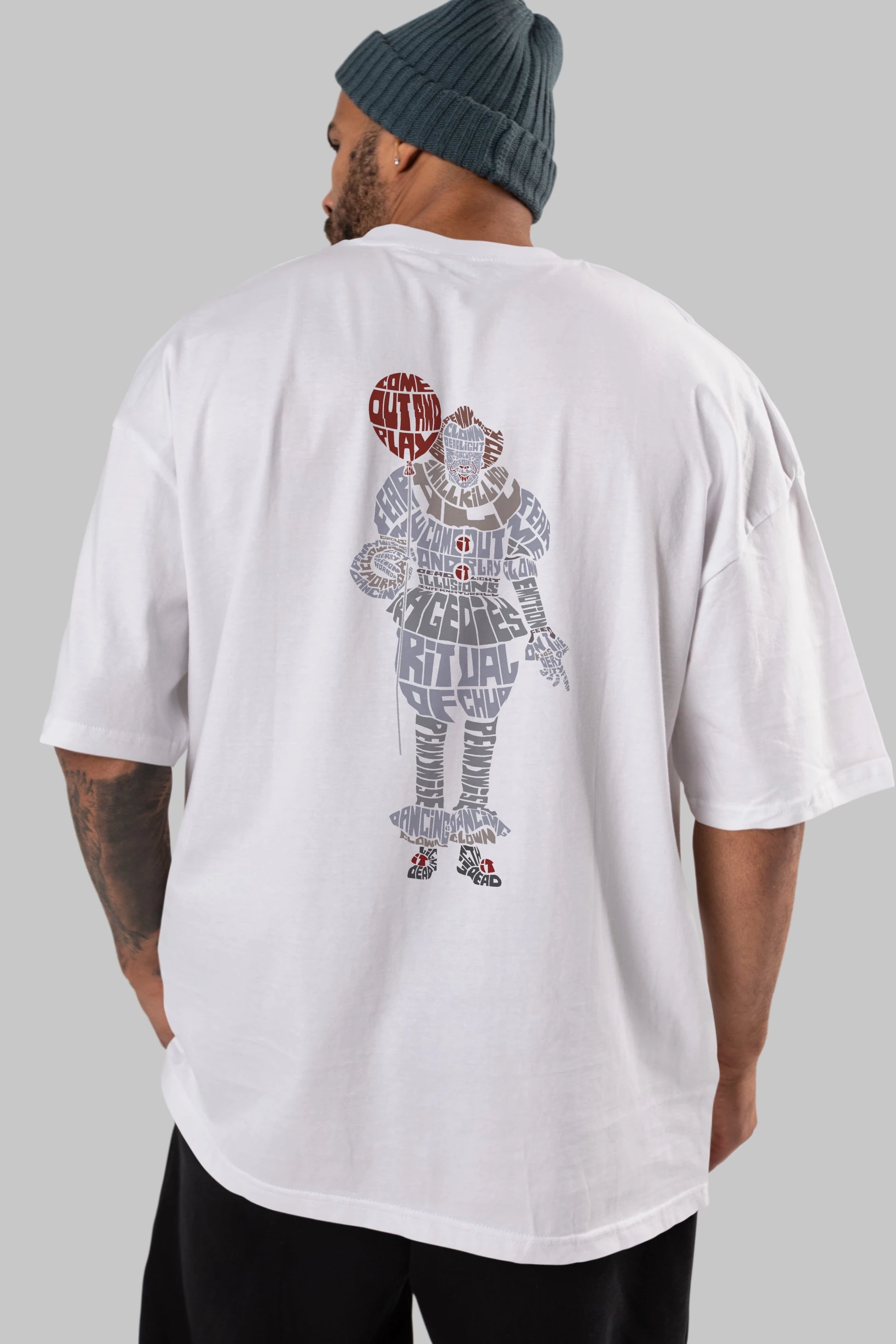 It Arka Baskılı Oversize t-shirt %100 pamuk Erkek Kadın Unisex
