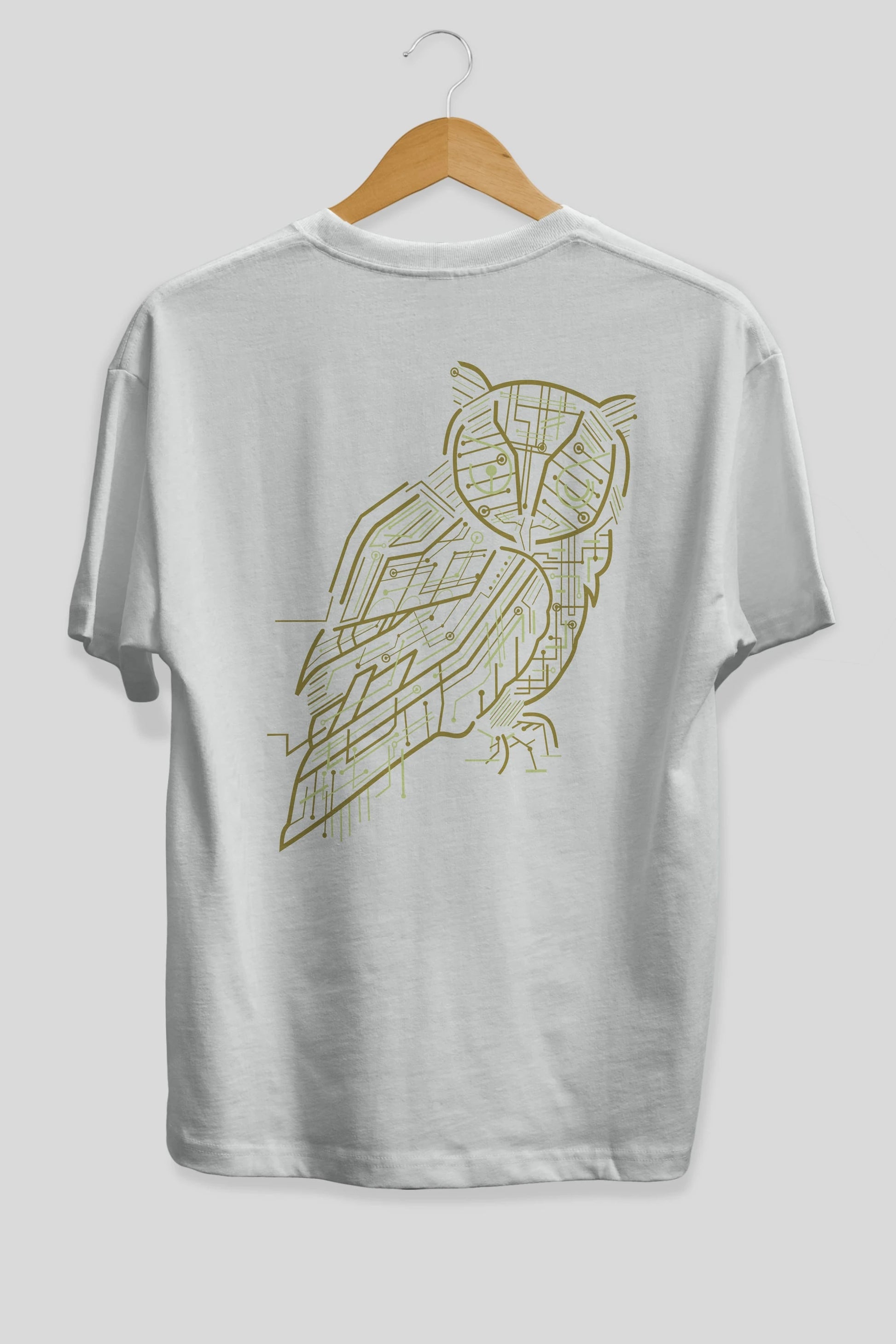Electrical Owl Arka Baskılı Oversize t-shirt %100 pamuk Erkek Kadın Unisex