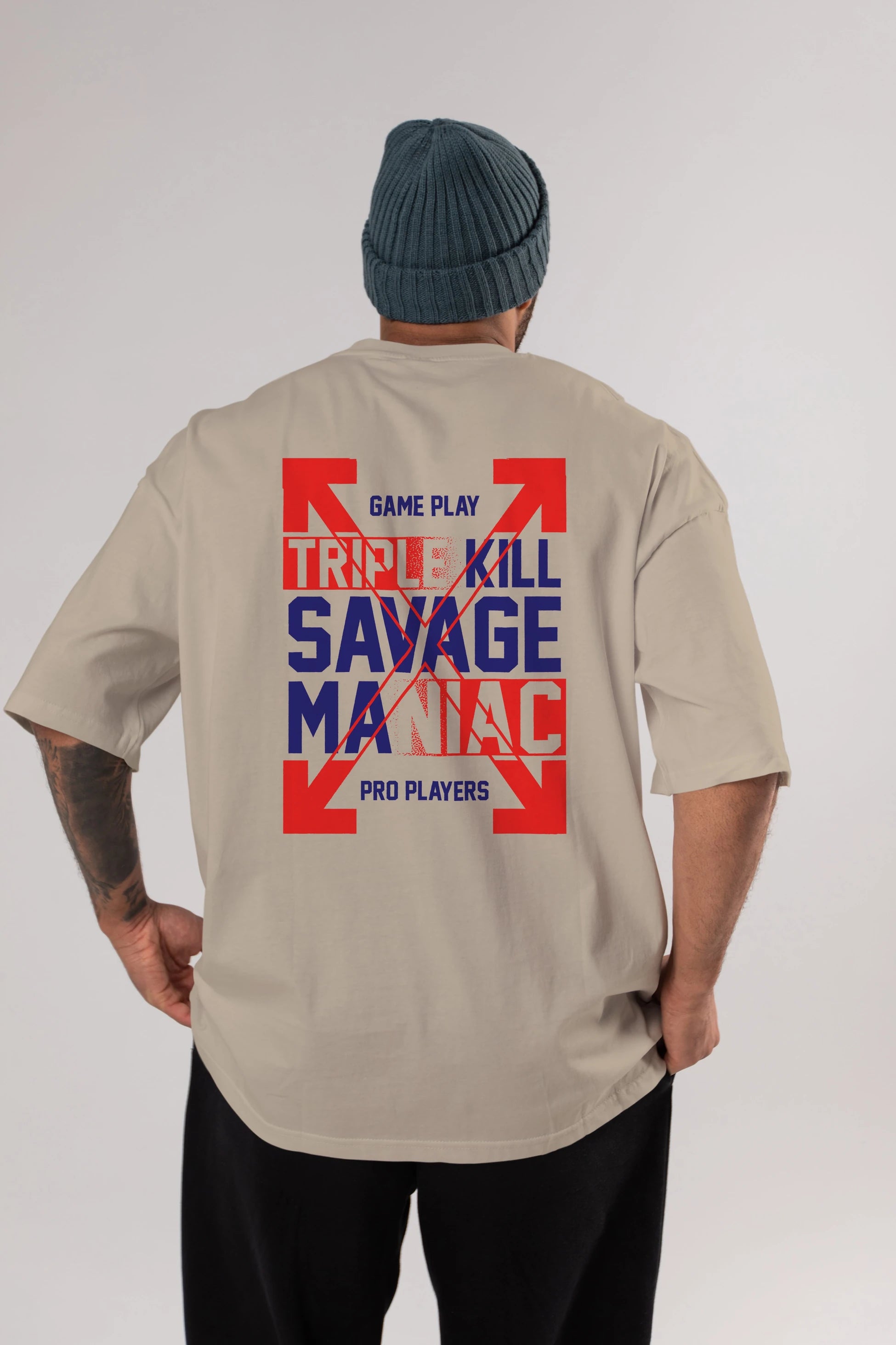 Kill Savage Arka Baskılı Oversize t-shirt Erkek Kadın Unisex