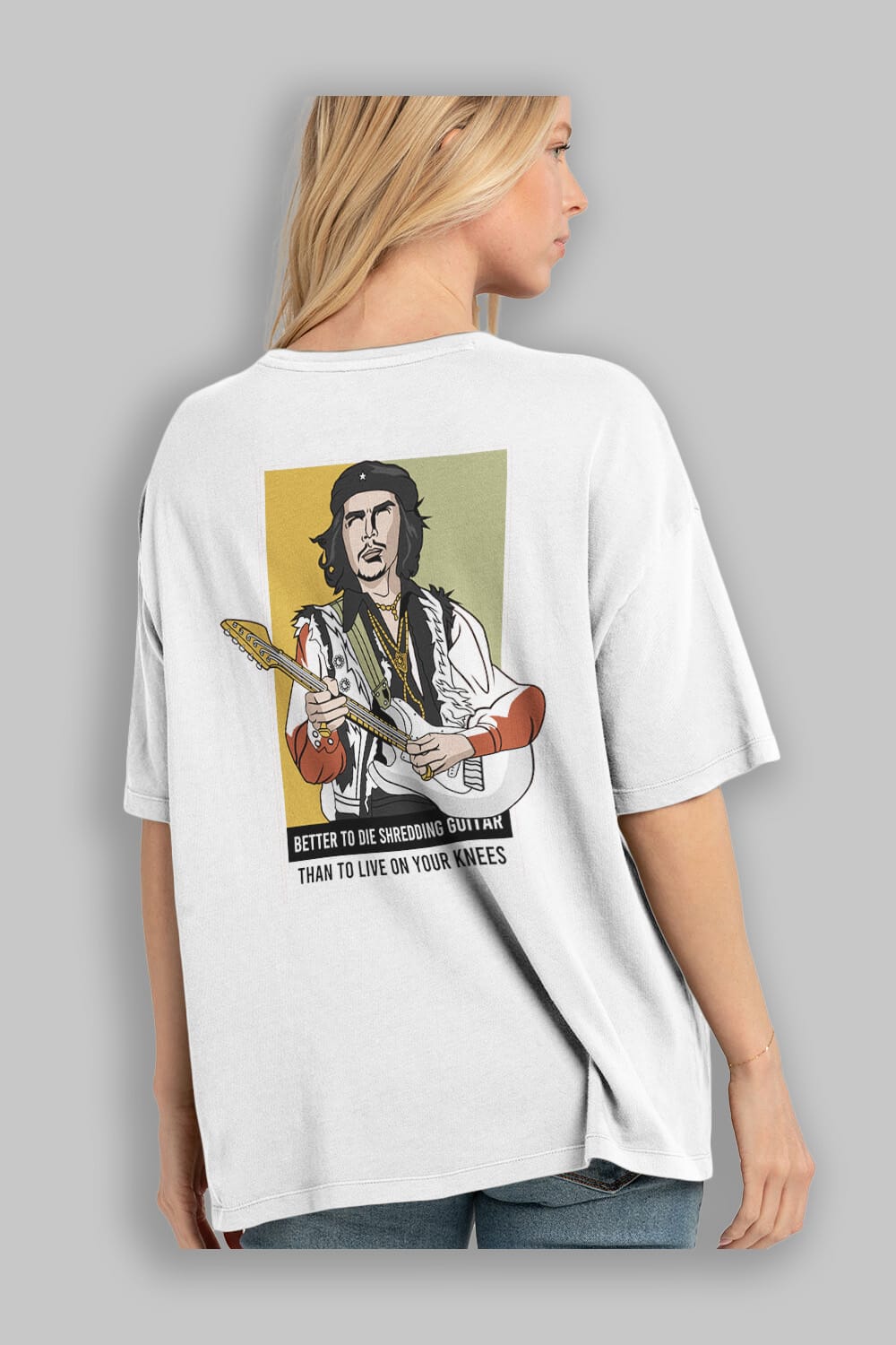 Che Guevara Hendrix Arka Baskılı Oversize t-shirt Erkek Kadın Unisex %100 Pamuk tişort