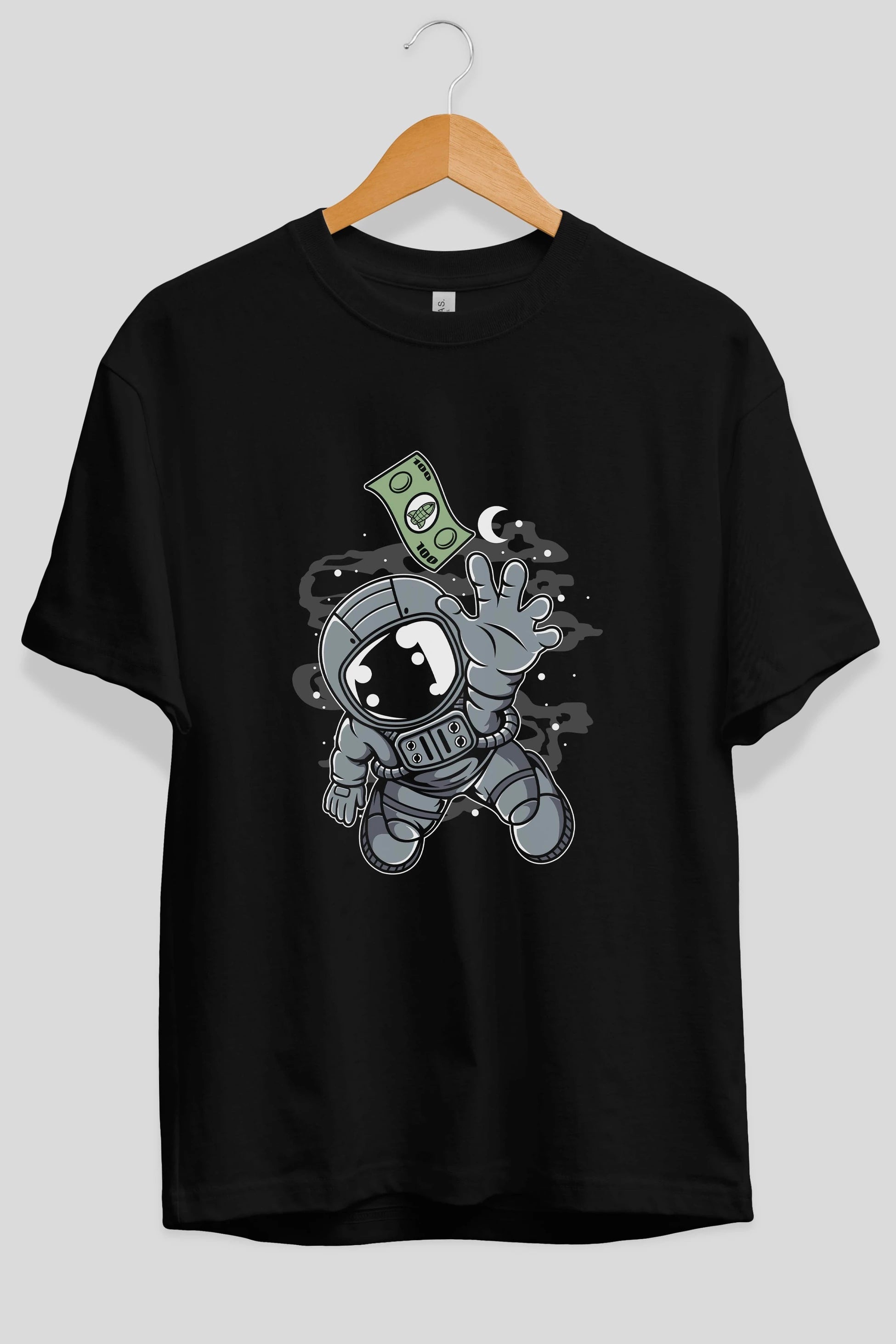 Astronaut Dollar Ön Baskılı Oversize t-shirt Erkek Kadın Unisex