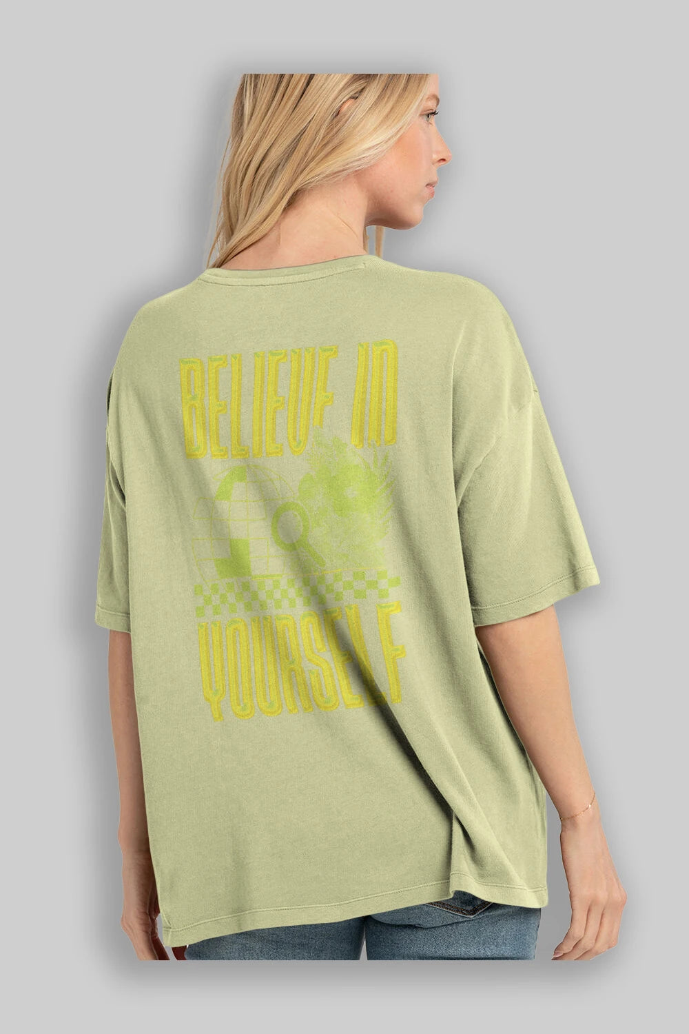 Believe in Yourself Yellow Arka Baskılı Oversize t-shirt Erkek Kadın Unisex