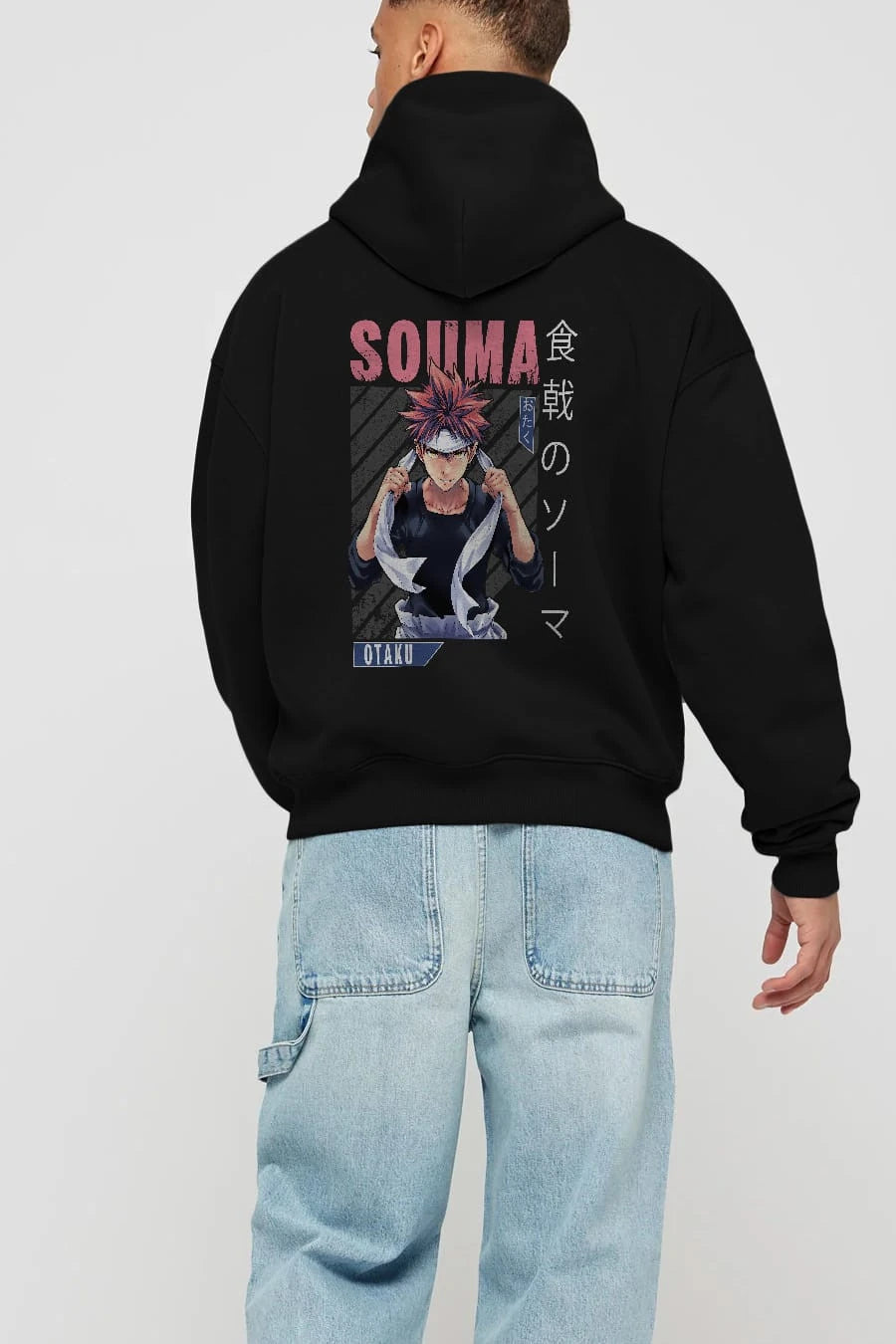 Souma Yukihira 8 Anime Arka Baskılı Hoodie Oversize Kapüşonlu Sweatshirt Erkek Kadın Unisex