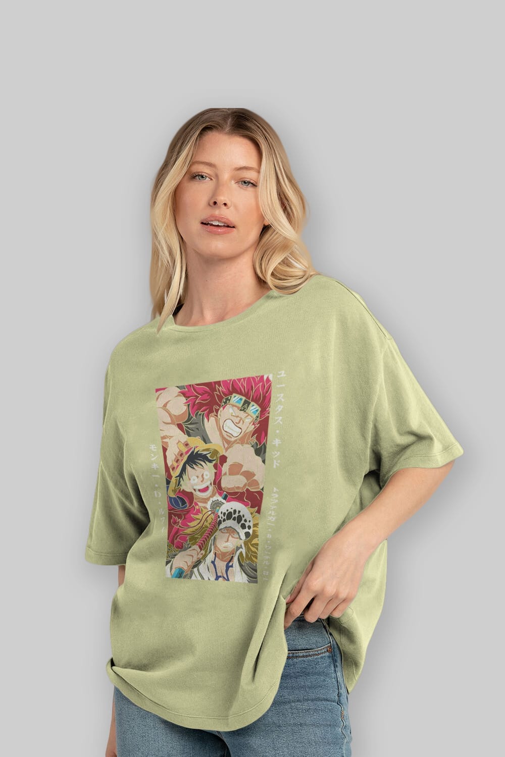 SUPER NOVAS one piece Anime Ön Baskılı Oversize t-shirt %100 pamuk Erkek Kadın Unisex