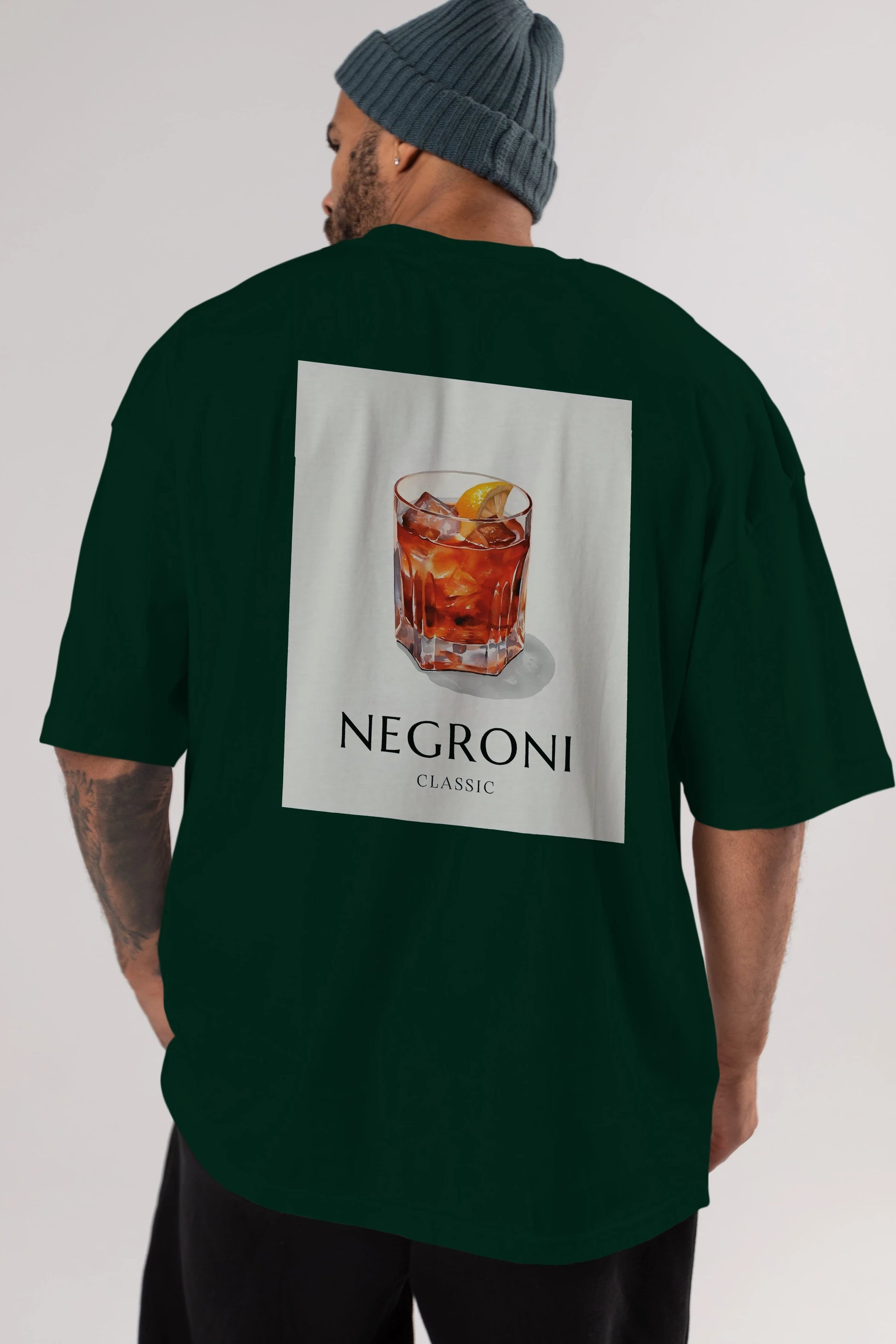 Negroni Classic Arka Baskılı Oversize t-shirt Erkek Kadın Unisex %100 Pamuk Bisiklet Yaka tişort