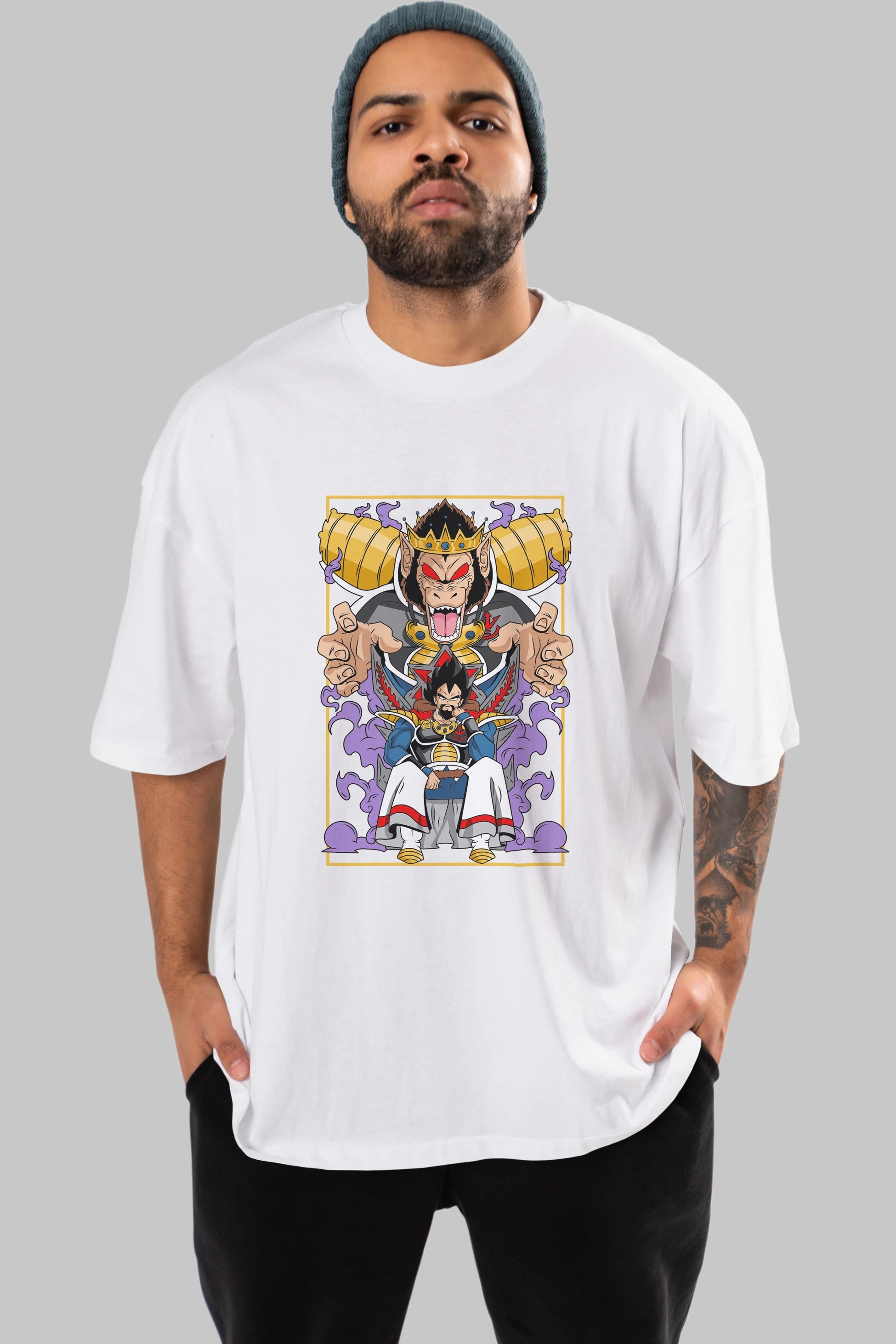 DragonBall ReyVegeta Anime Ön Baskılı Oversize t-shirt %100 pamuk Erkek Kadın Unisex
