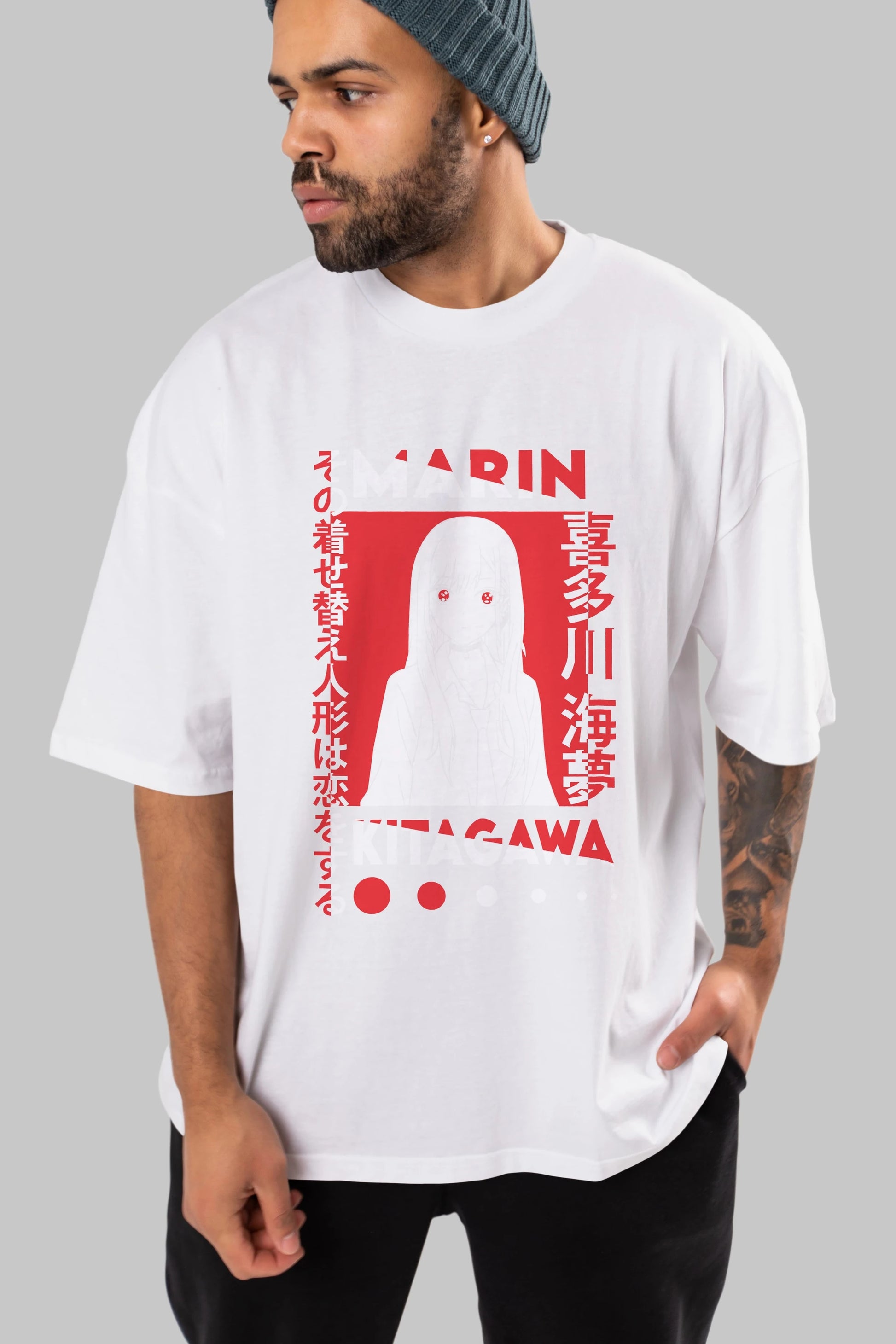 MARIN KITAGAWA Anime Ön Baskılı Oversize t-shirt %100 pamuk Erkek Kadın Unisex