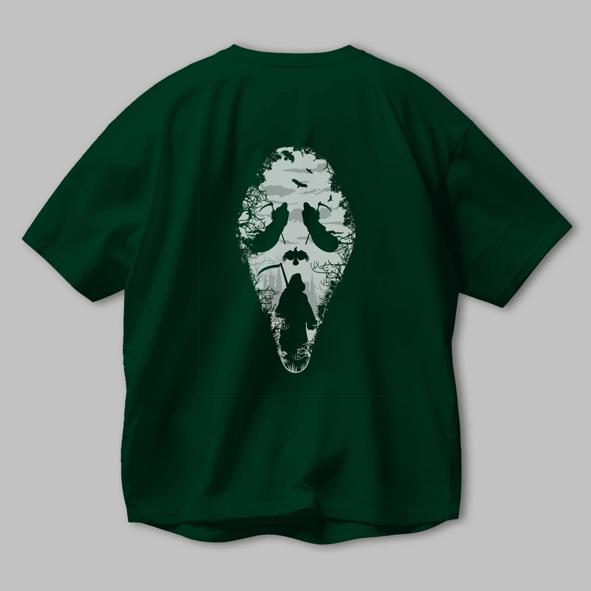 Reaper Scream Arka Baskılı Oversize t-shirt %100 pamuk Erkek Kadın Unisex