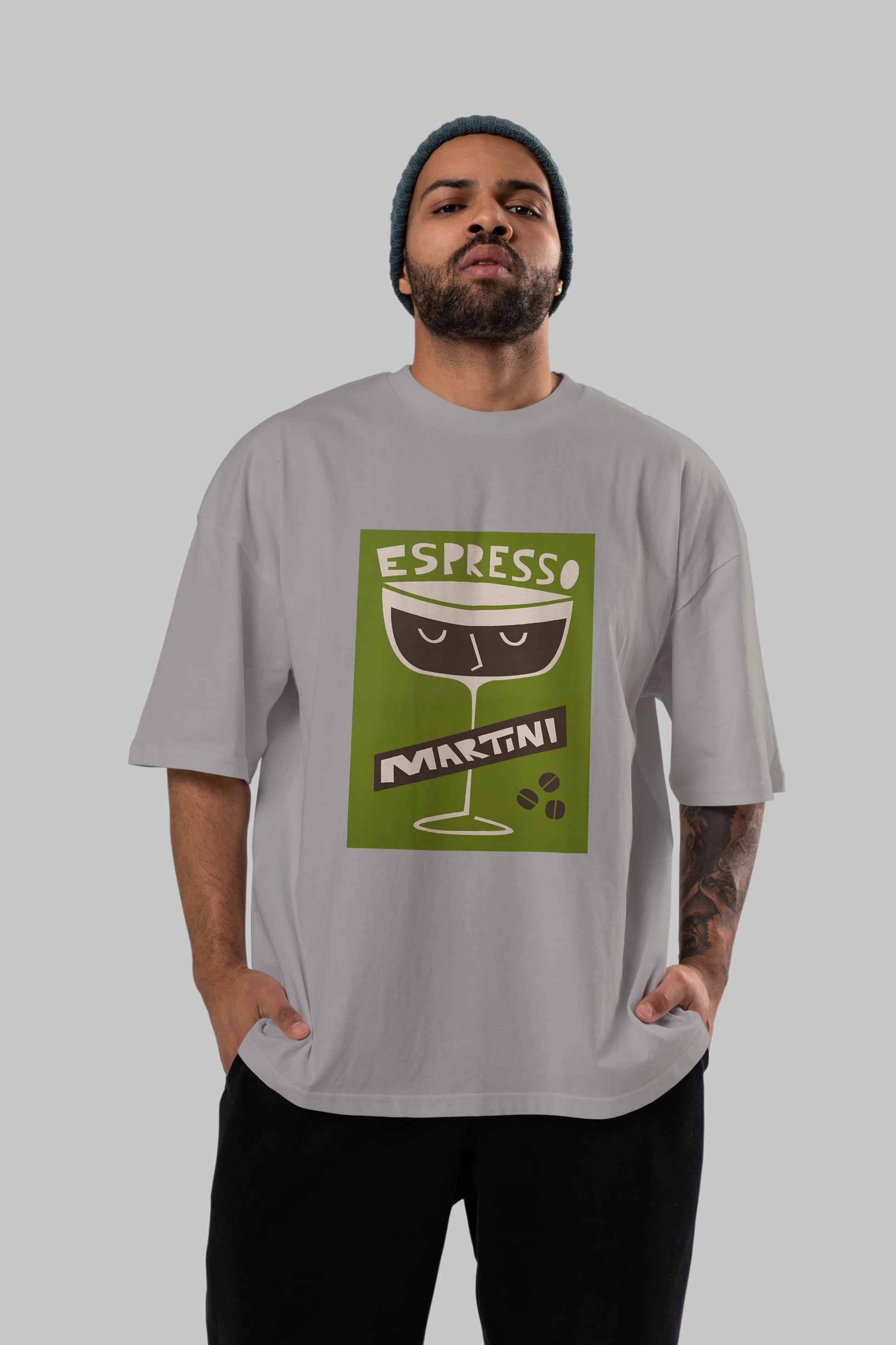 Espresso Martini 2 Ön Baskılı Oversize t-shirt Erkek Kadın Unisex %100 Pamuk Bisiklet Yaka tişort