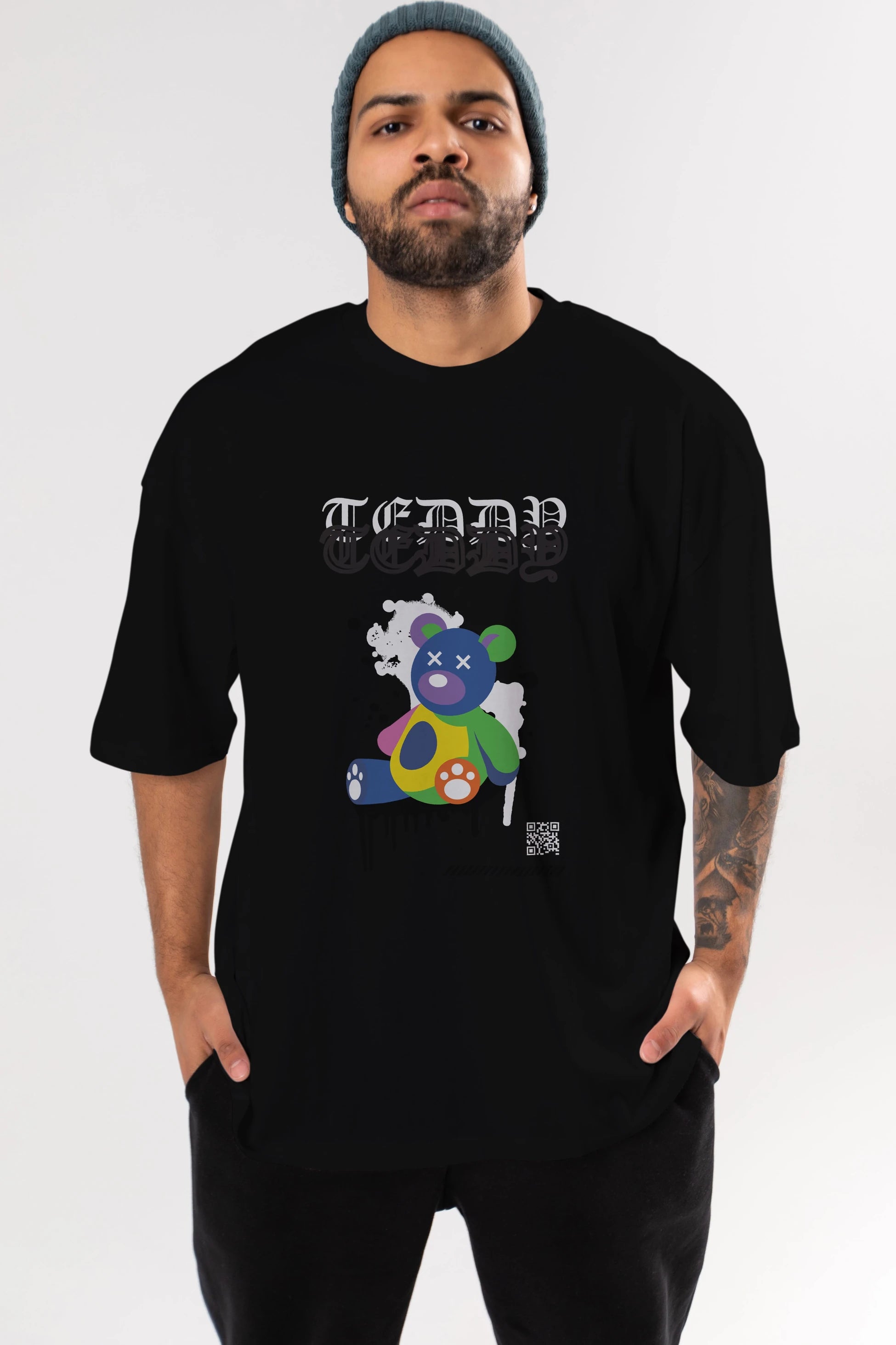 Teddy Bear Ön Baskılı Oversize t-shirt Erkek Kadın Unisex