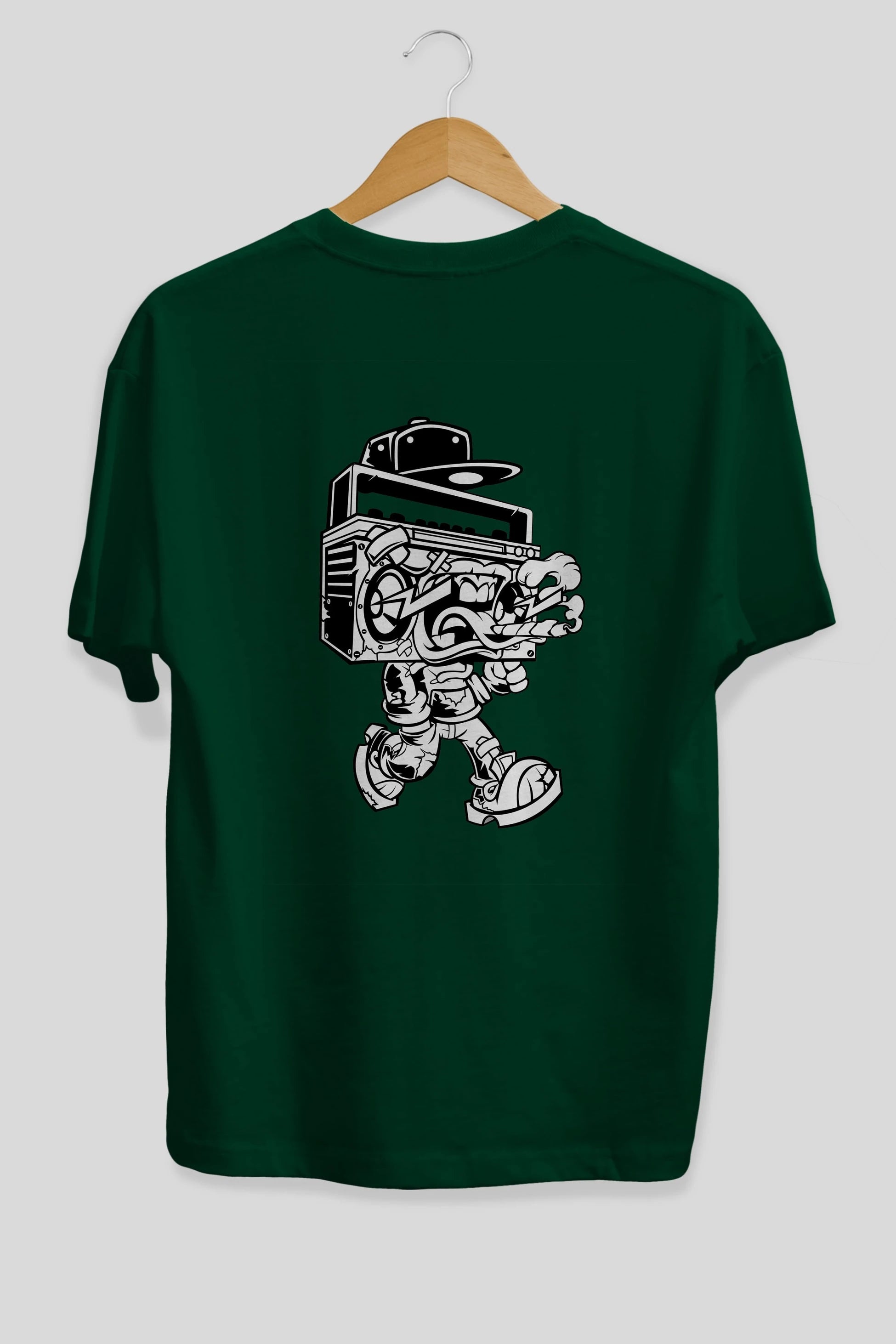 Boombox Arka Baskılı Oversize t-shirt Erkek Kadın Unisex %100 Pamuk tişort