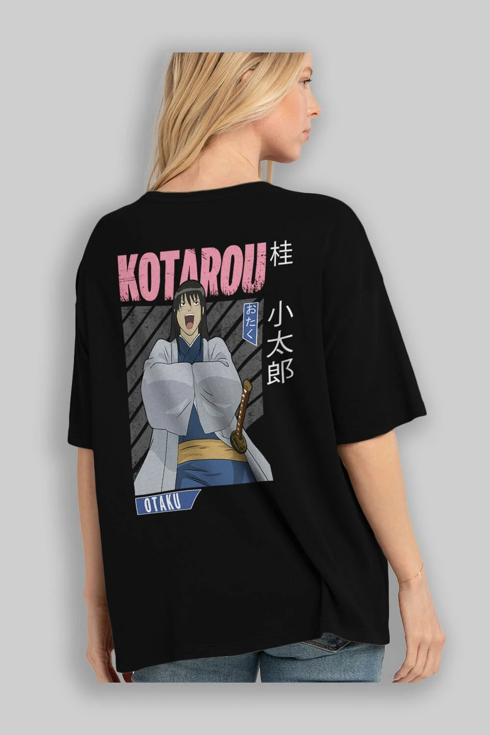 Kotarou Katsura GINTAMA 1 Anime Arka Baskılı Oversize t-shirt Erkek Kadın Unisex