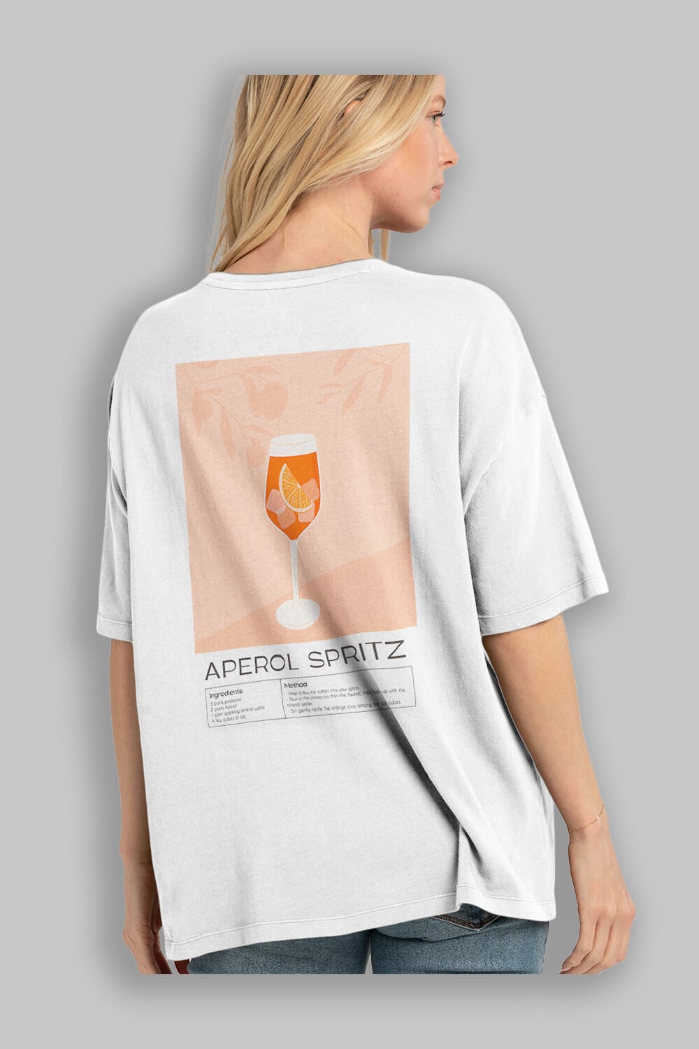 Aperol Spritz 7 Arka Baskılı Oversize t-shirt Erkek Kadın Unisex %100 Pamuk Bisiklet Yaka tişort
