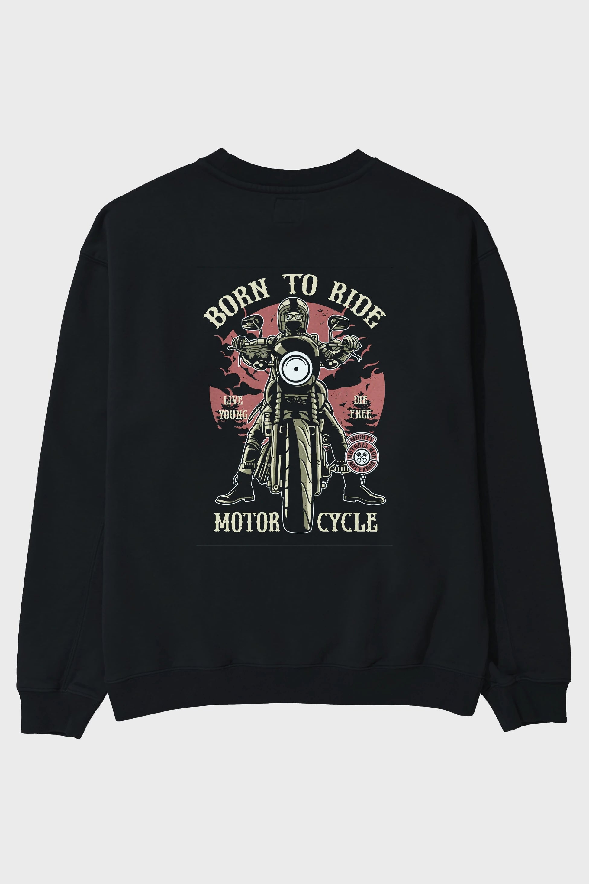 Born To Ride Arka Baskılı Oversize Sweatshirt Erkek Kadın Unisex