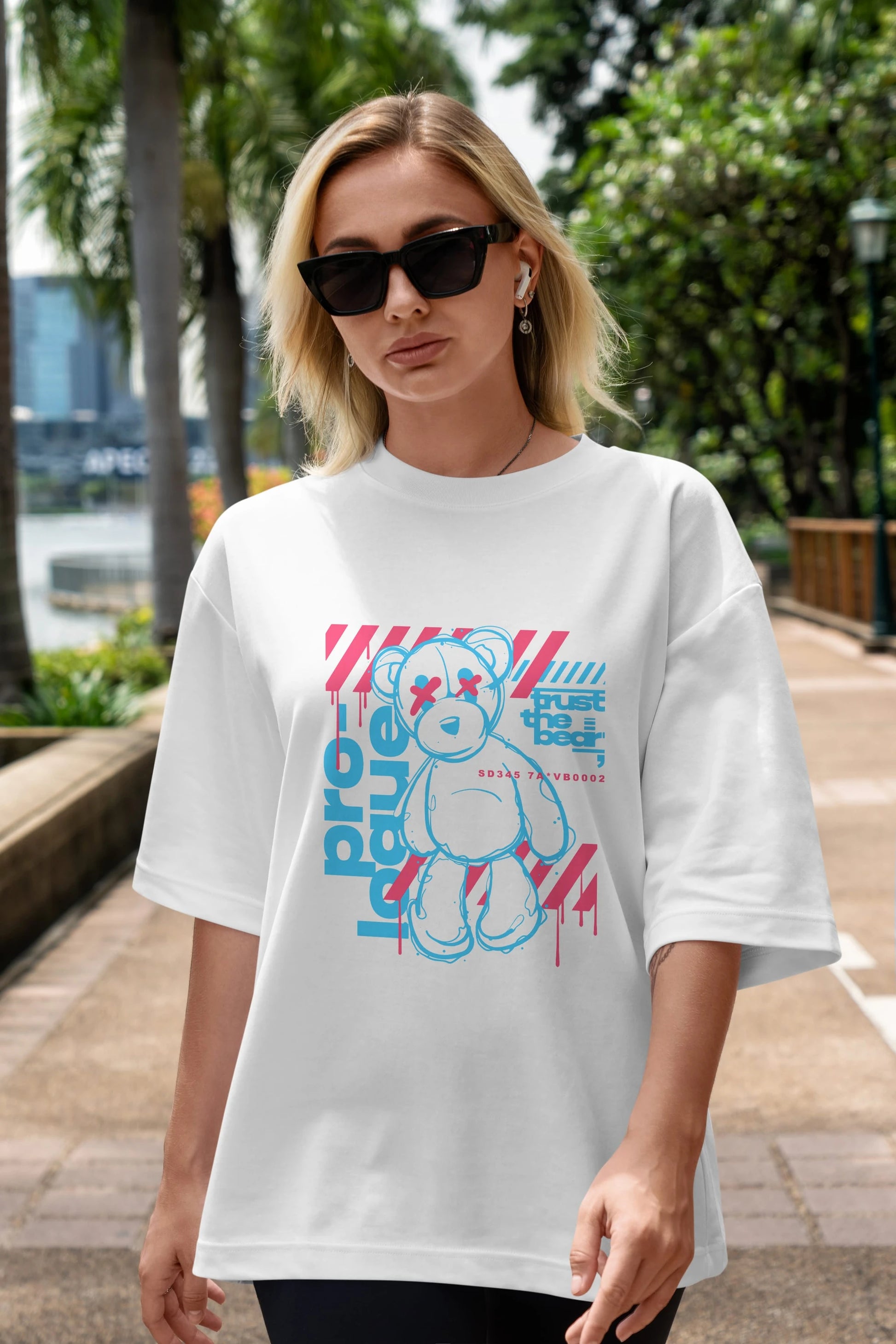 Trust The Bear Ön Baskılı Oversize t-shirt Erkek Kadın Unisex