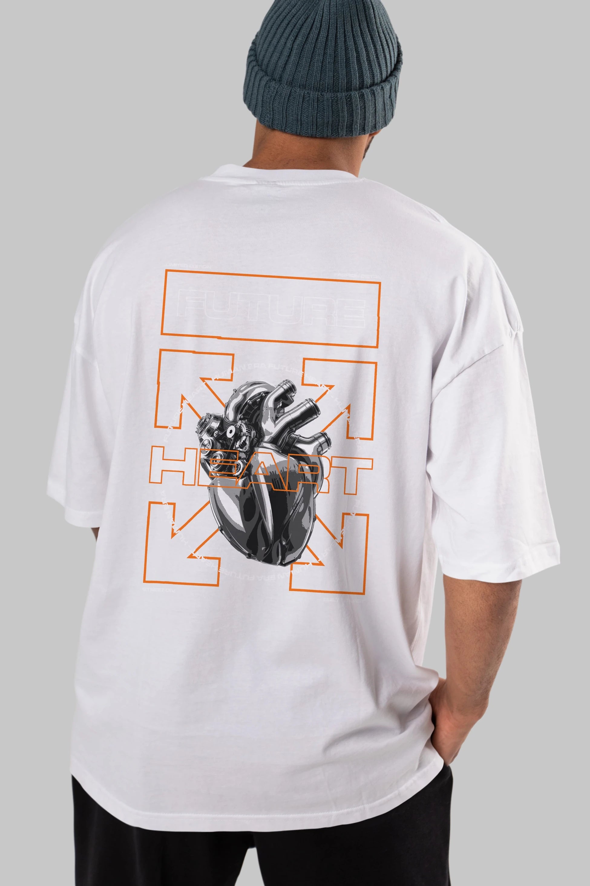 Future Heart Arka Baskılı Oversize t-shirt Erkek Kadın Unisex